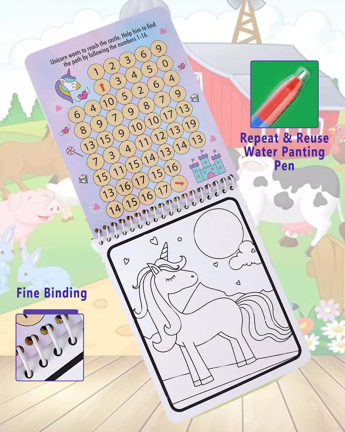 Water Magic Farm Animals- With Water Pen - Use over and over again 2