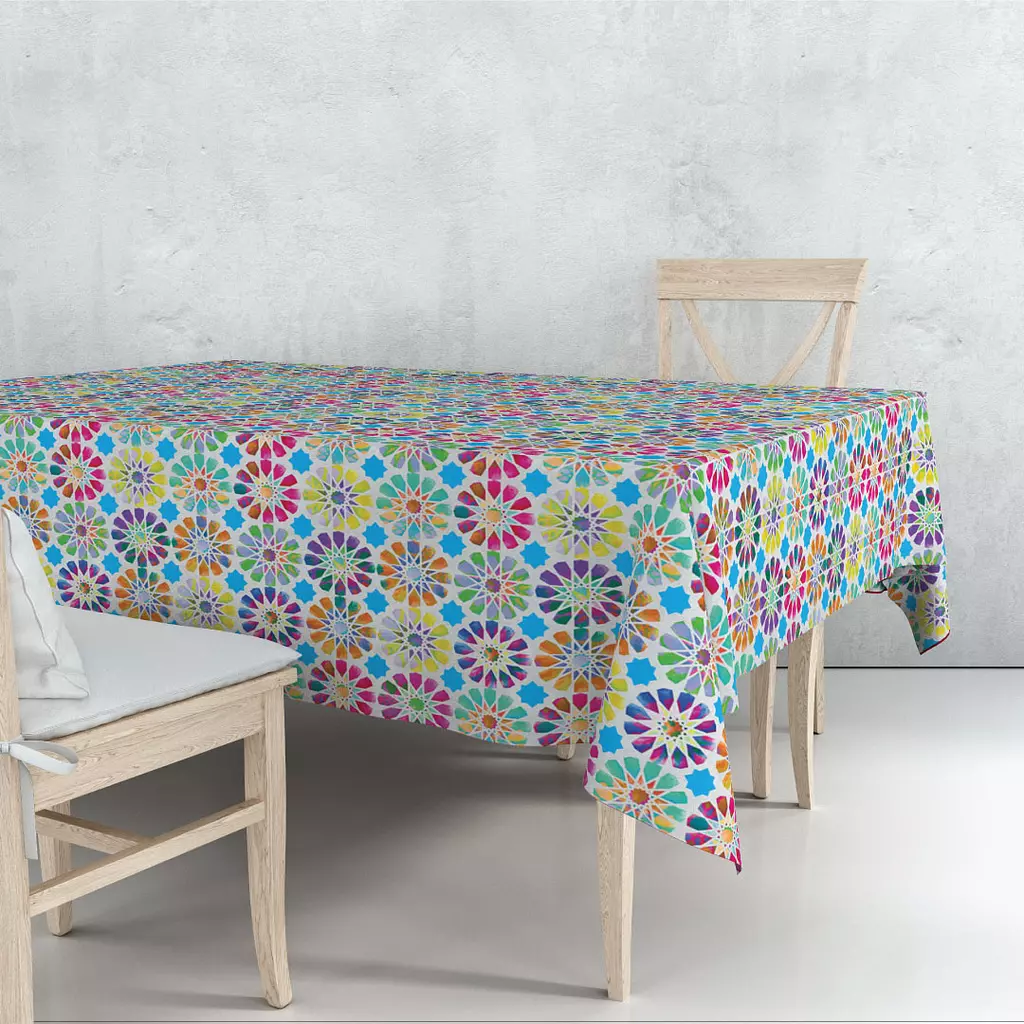 Technicolor Islamic Star Table Cover