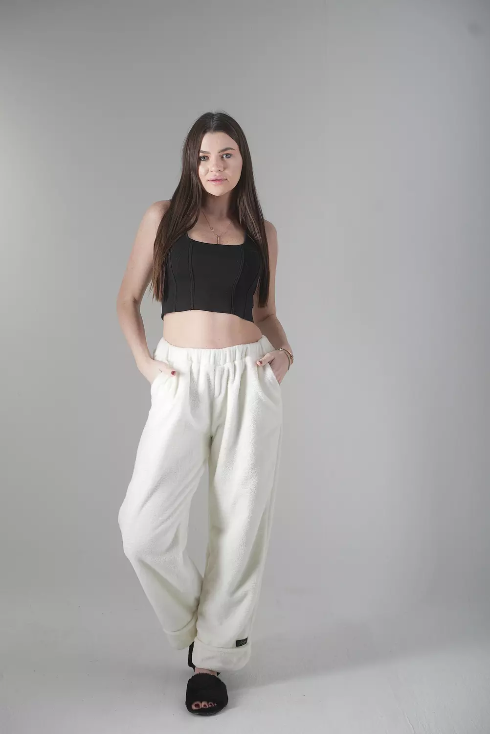 Relaxed Fluffy Off White Pants hover image