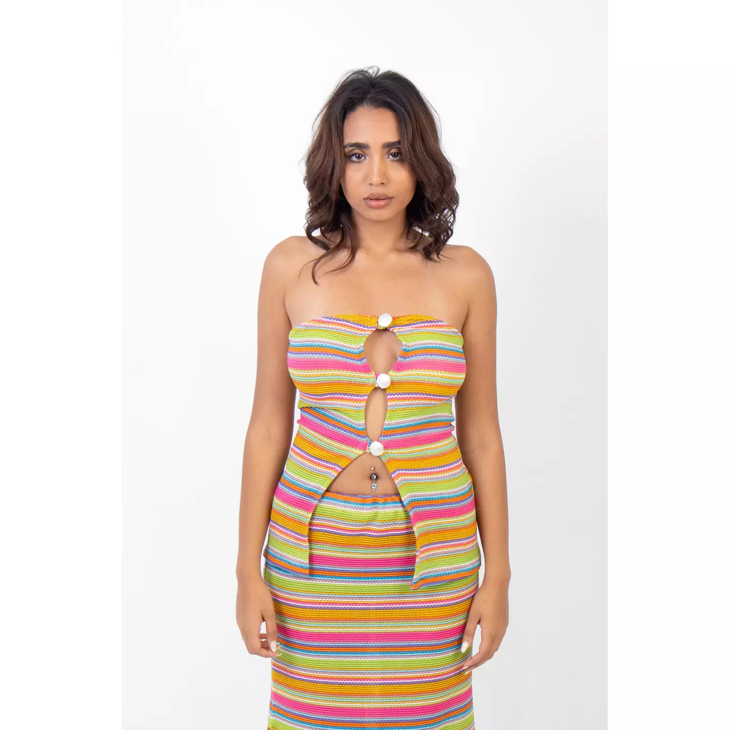 Tropicana Stripe Strapless top hover image