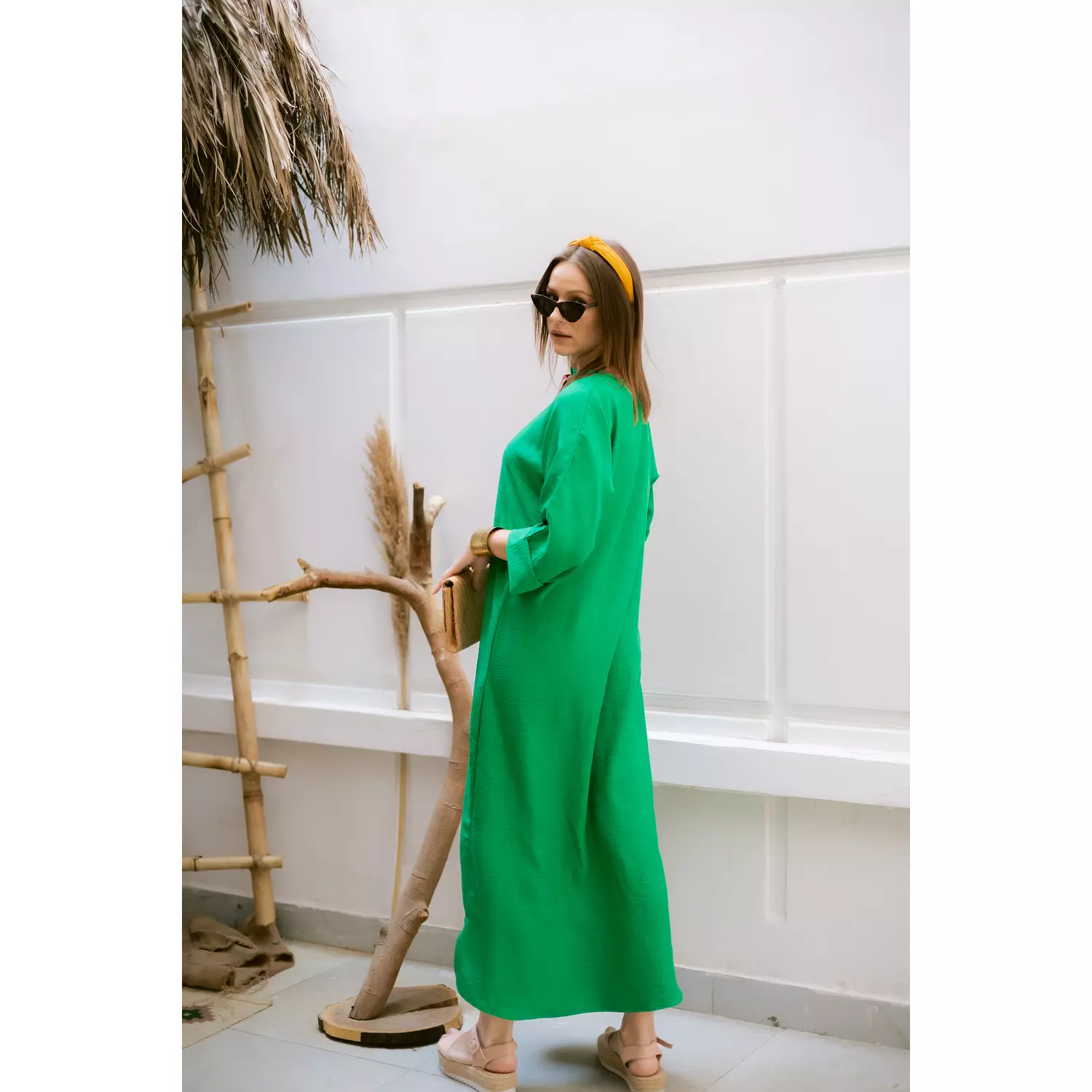 Green Linen dress 3