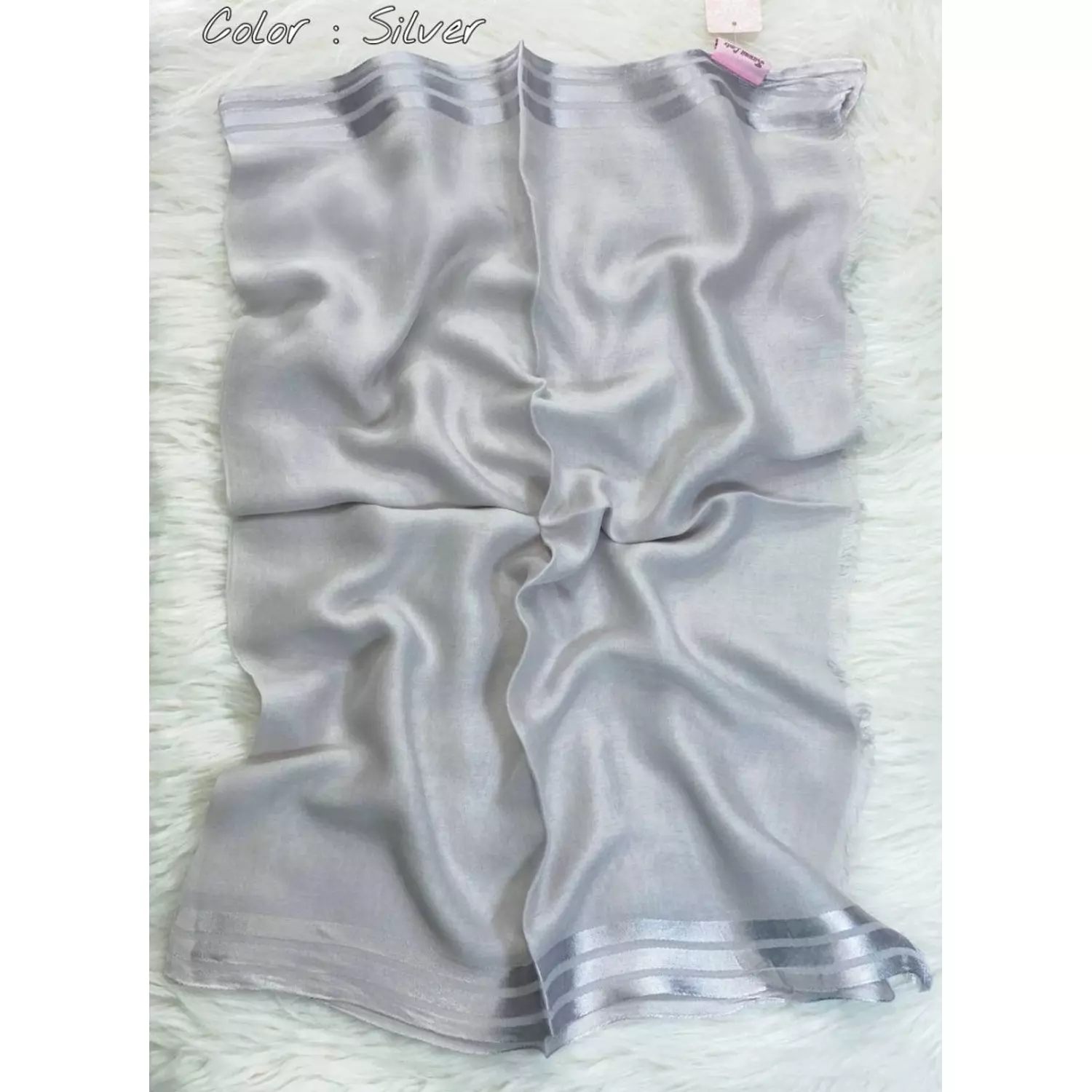 Grey linen with satin stripes  hover image