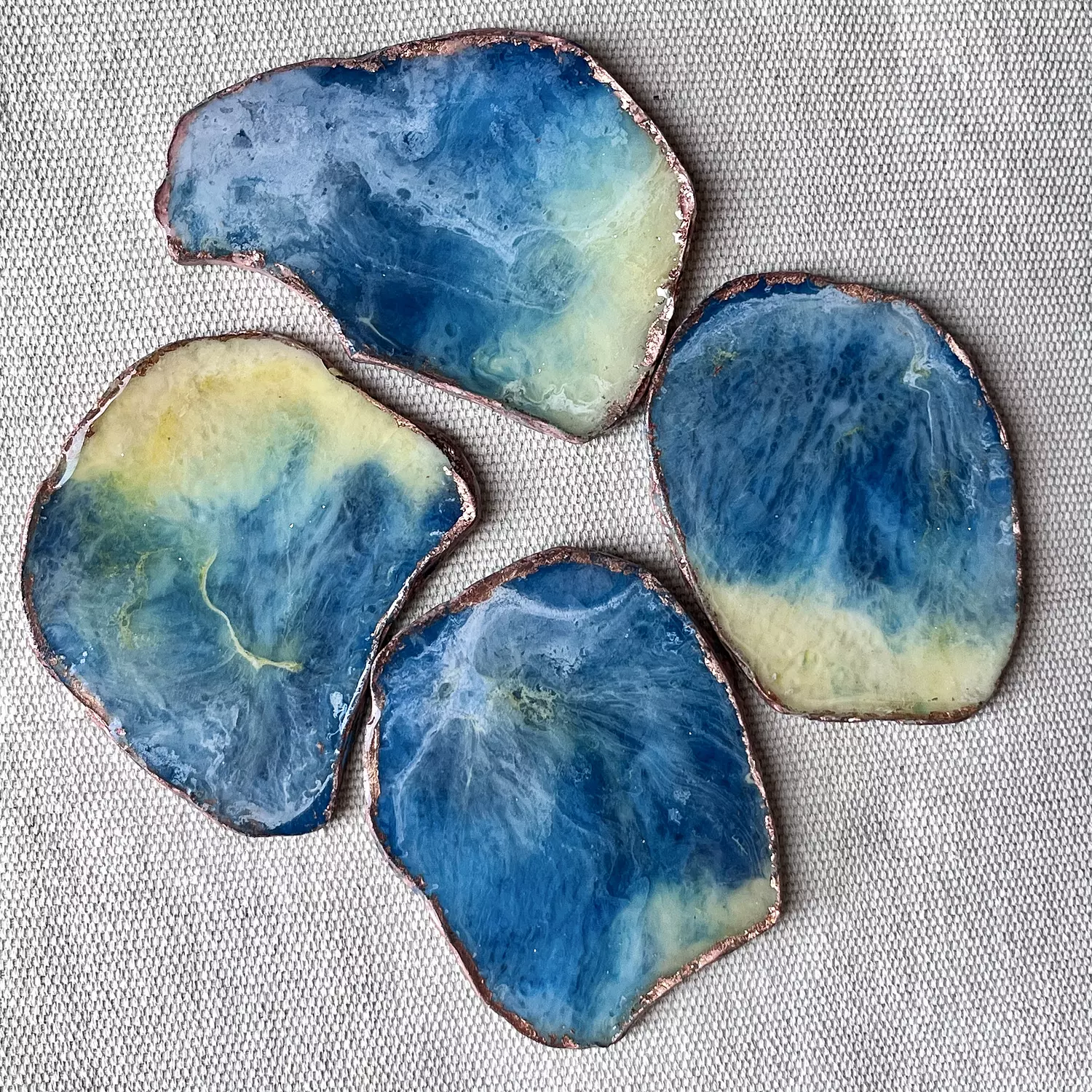 Blue & yellow agate coasters set-2nd-img