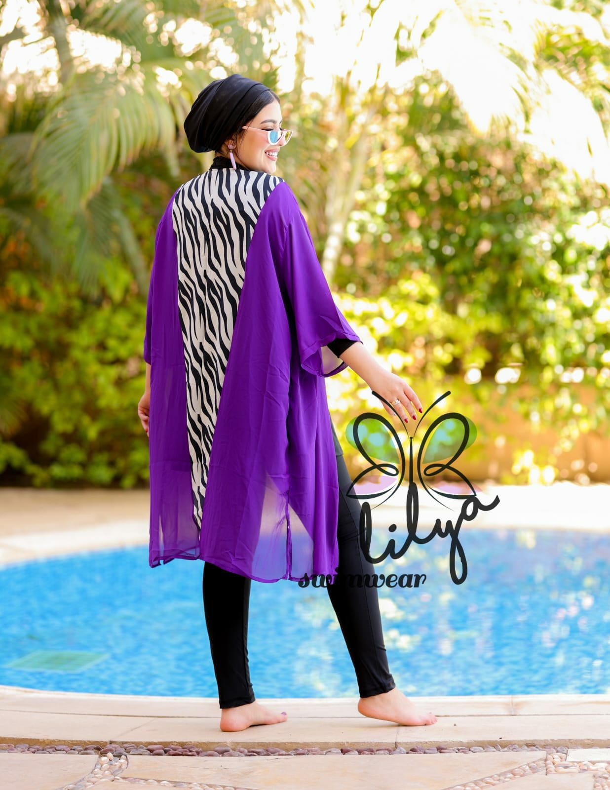 Purple Zebra Cover Up - Kimono