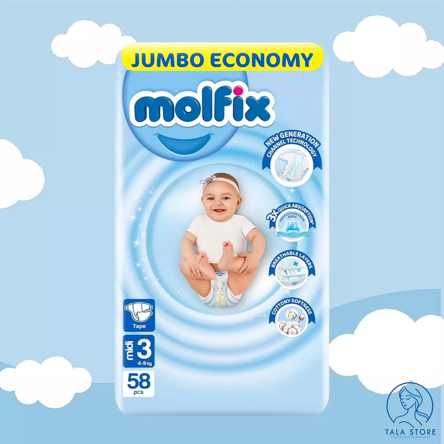 Molfix Diapers Mini Size 3 – 58 Pcs  hover image