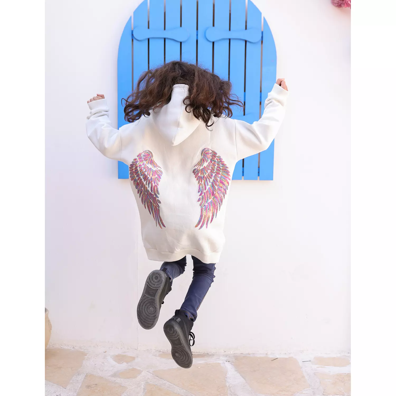 Wingy hoodie dress hover image