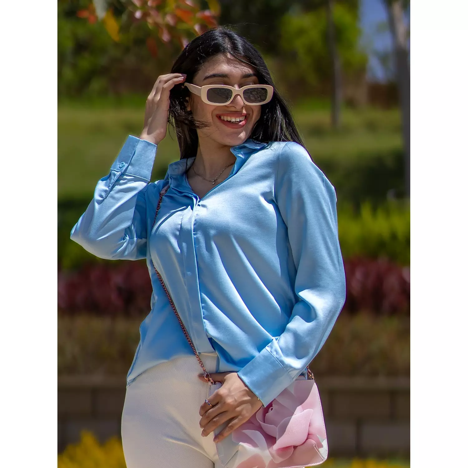 Baby Blue satin shirt 1