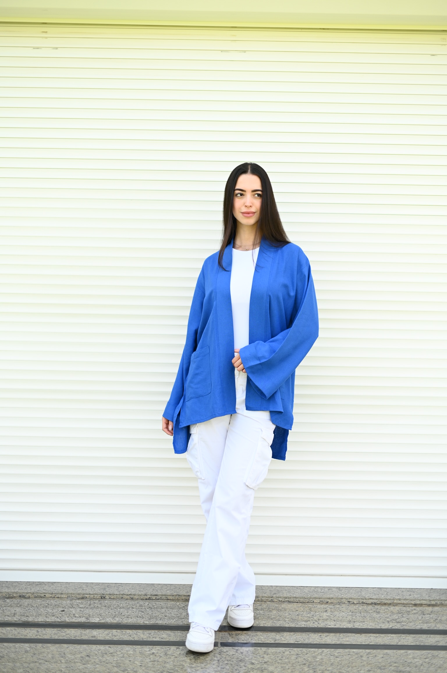 Cotton Kimono Cardigan, RoyalBlue / XXL