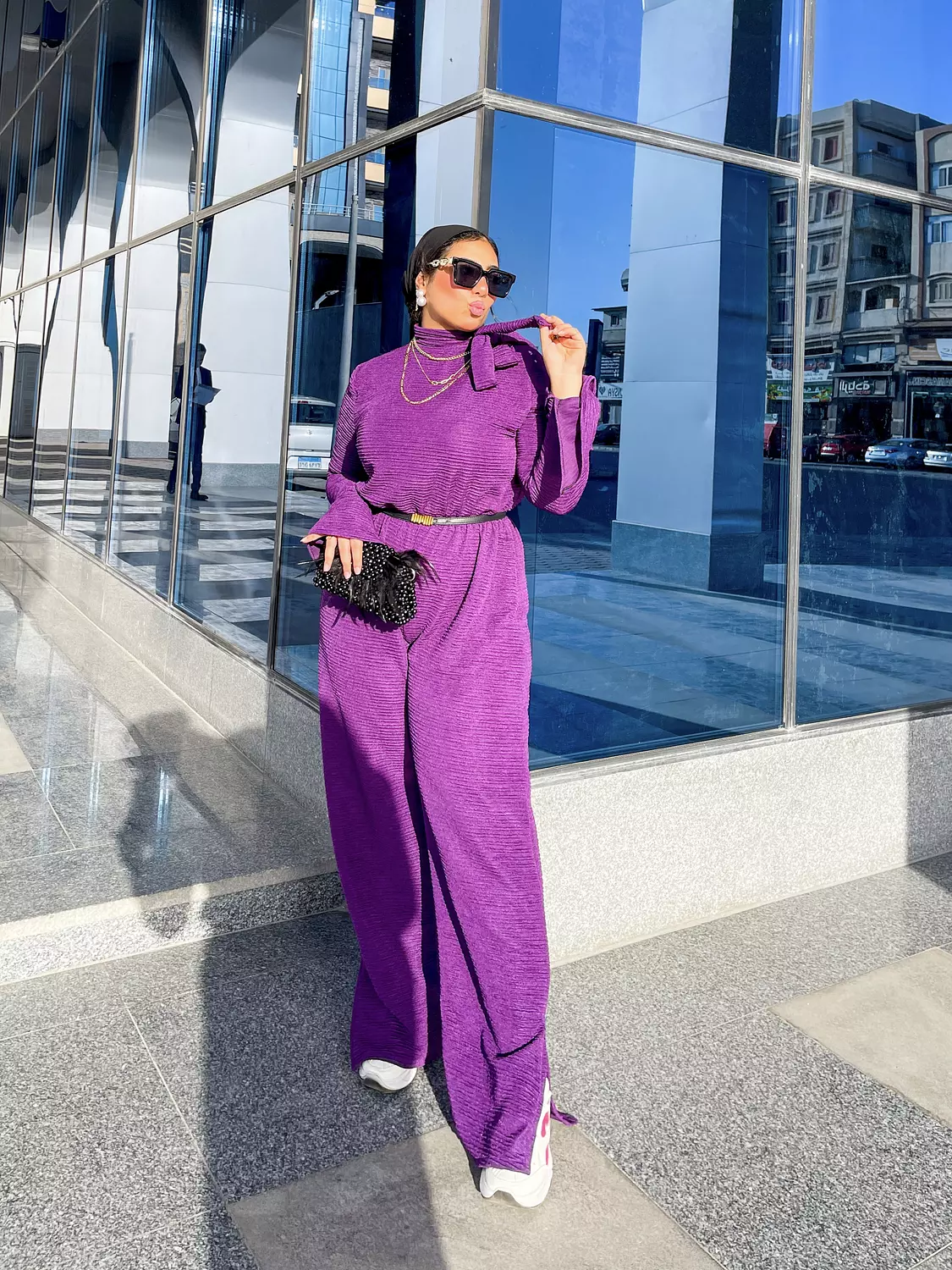 Purple jumpsuit two pieces  3