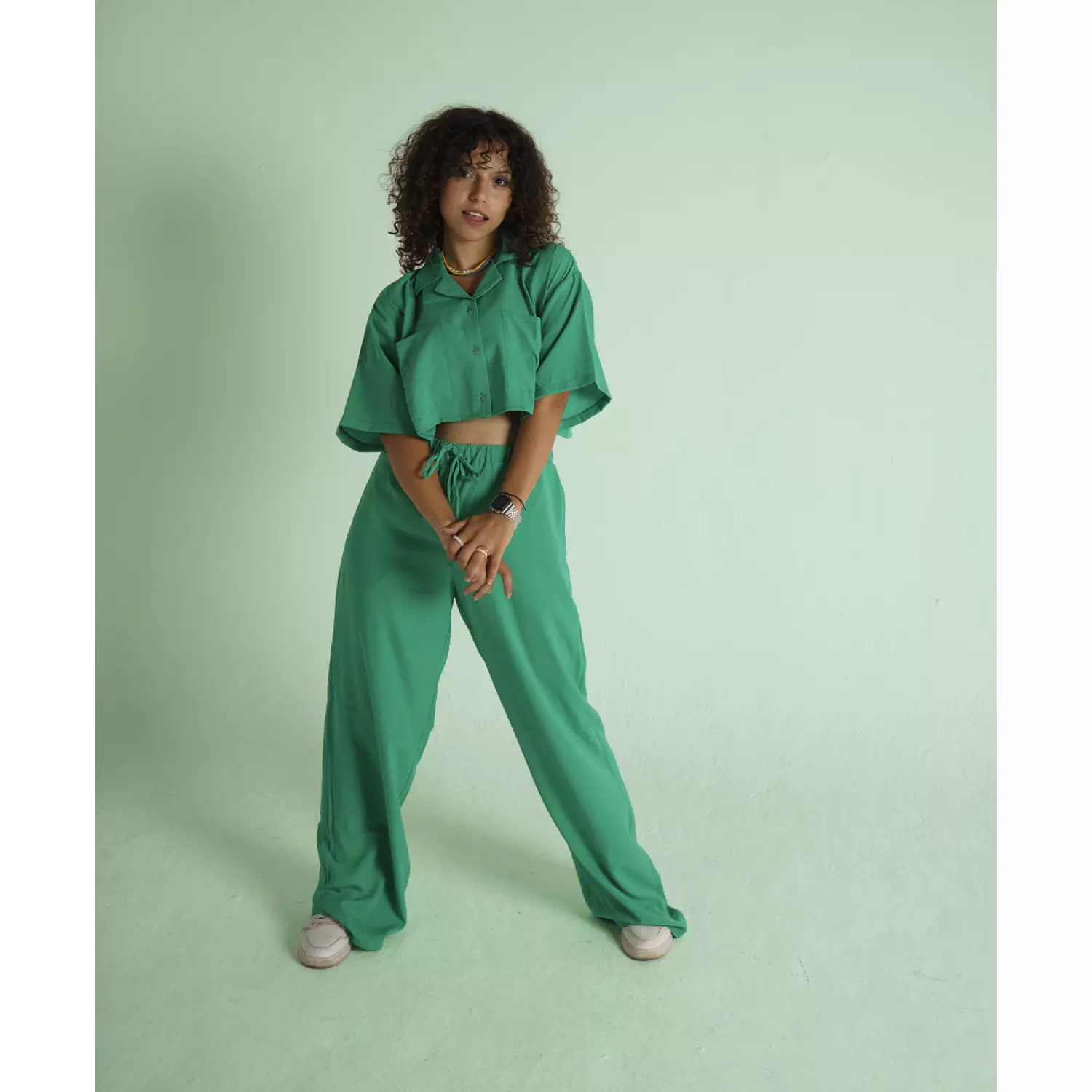 Emerald green linen pants -2nd-img