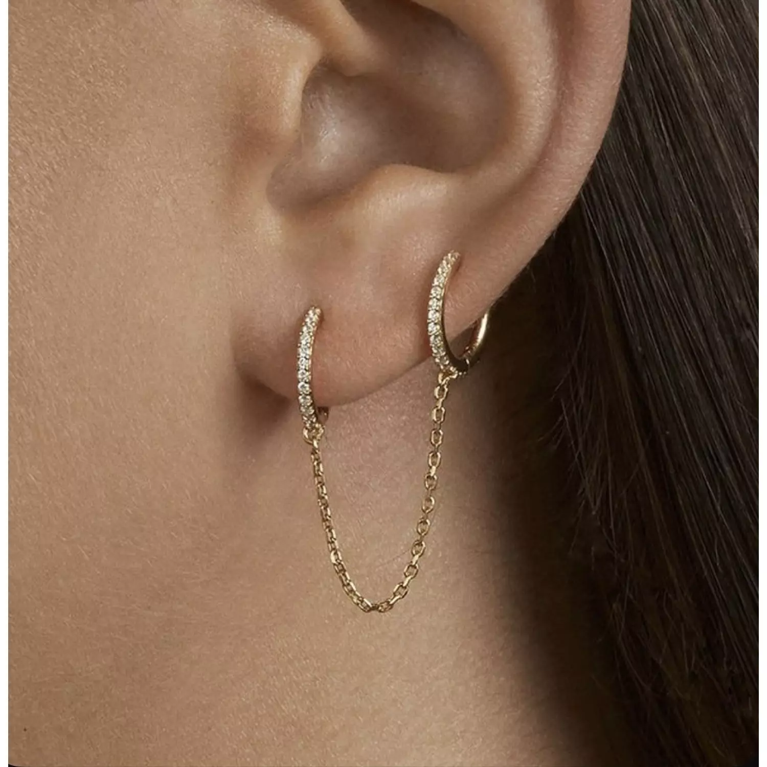 Double crystal connect earring  hover image