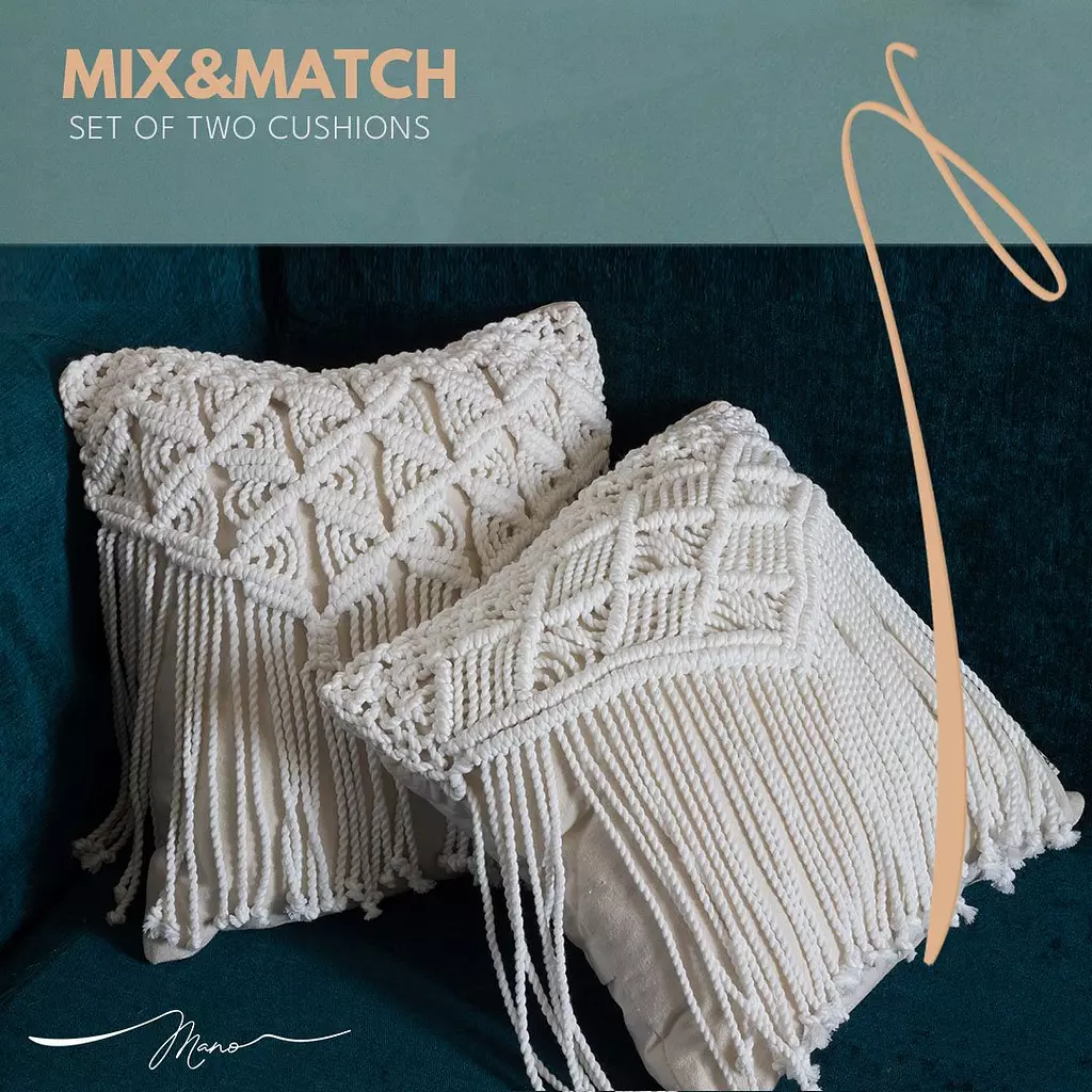 Cotton Macrame Cushion Twins 