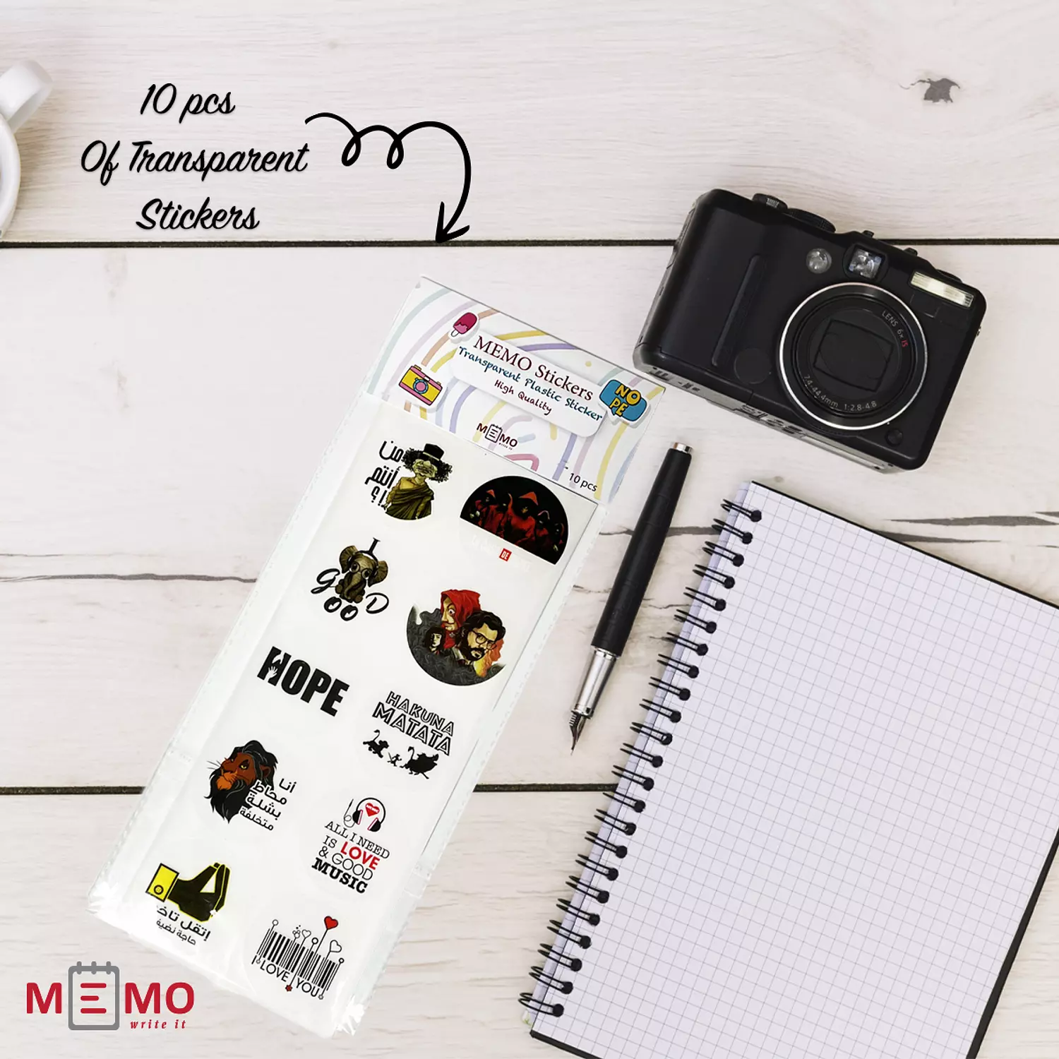 Memo (set 1) Transparent Sticker (10 pcs) 0