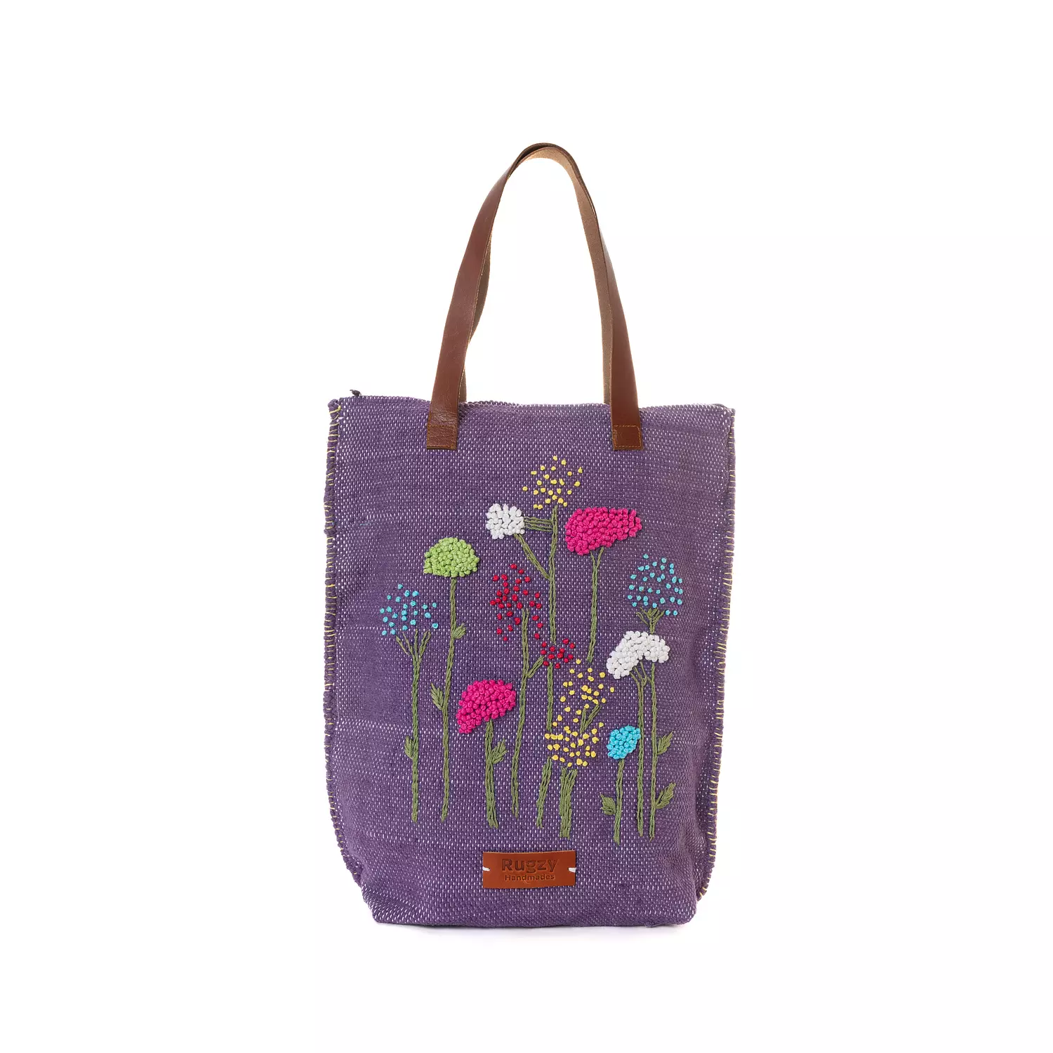 Embroidered Floral Carpet Bag with Genuine Leather Handles (Copy) hover image