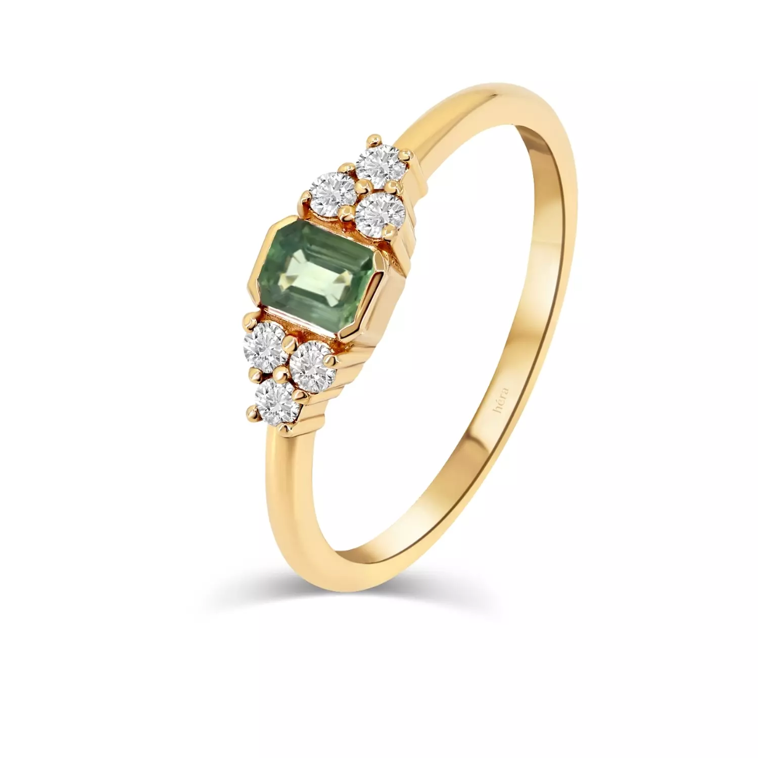 Flowery Green Sapphire Ring - R64 hover image