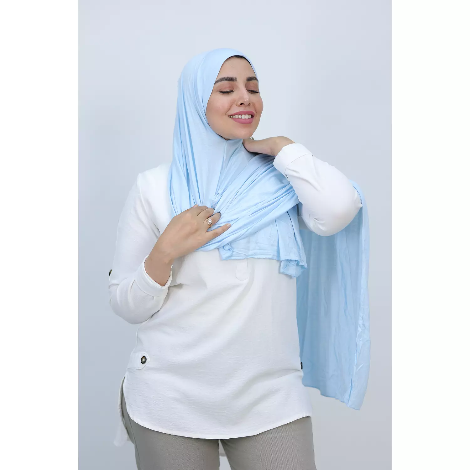 Jada Cotton Lycra Gel Hijab - Baby-Blue 2