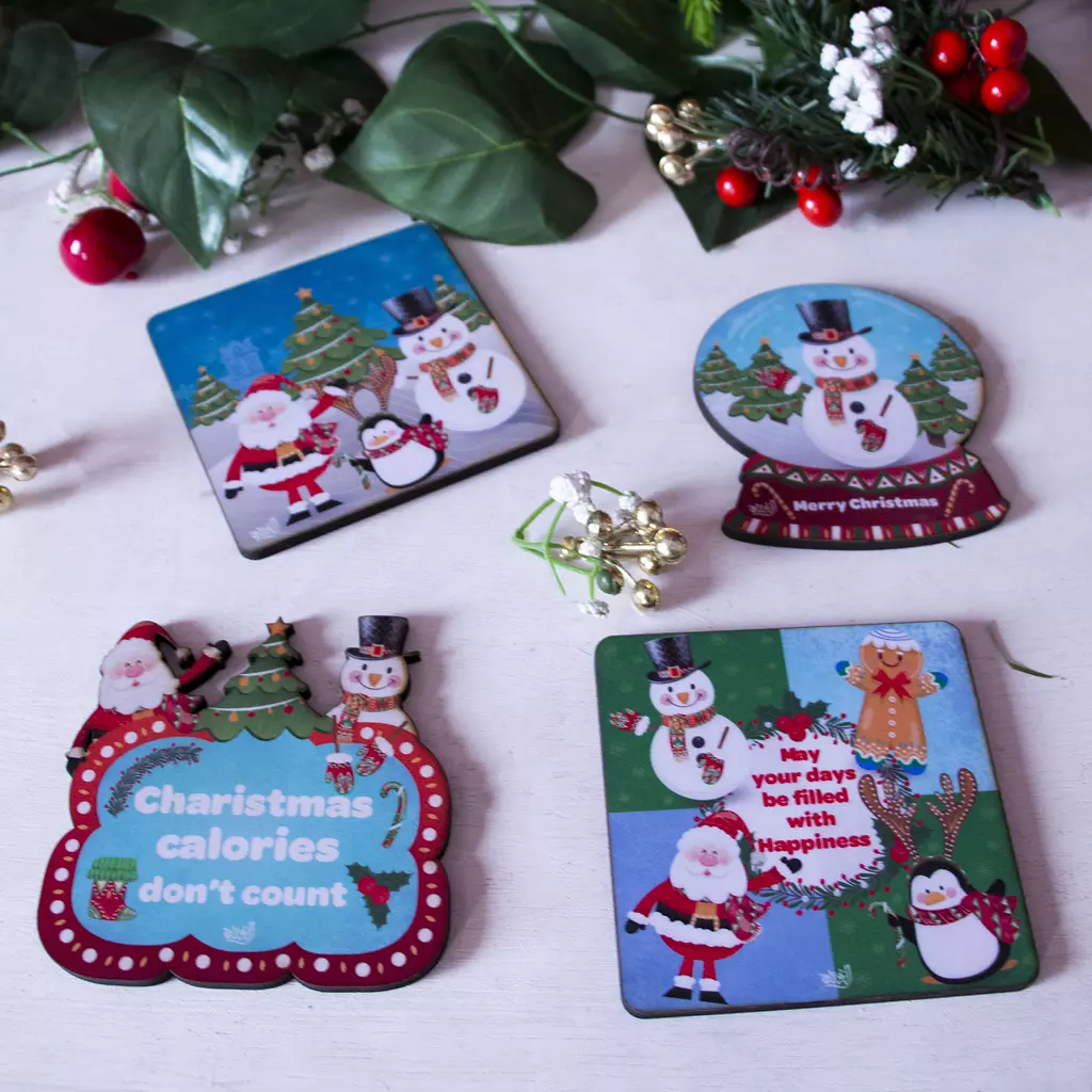 Christmas Vibes Wooden Coasters