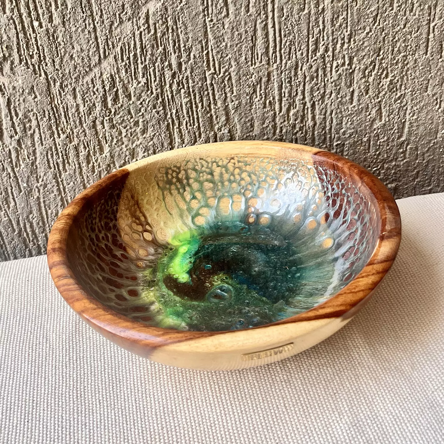 Turquoise| Brown Wood Bowl 4