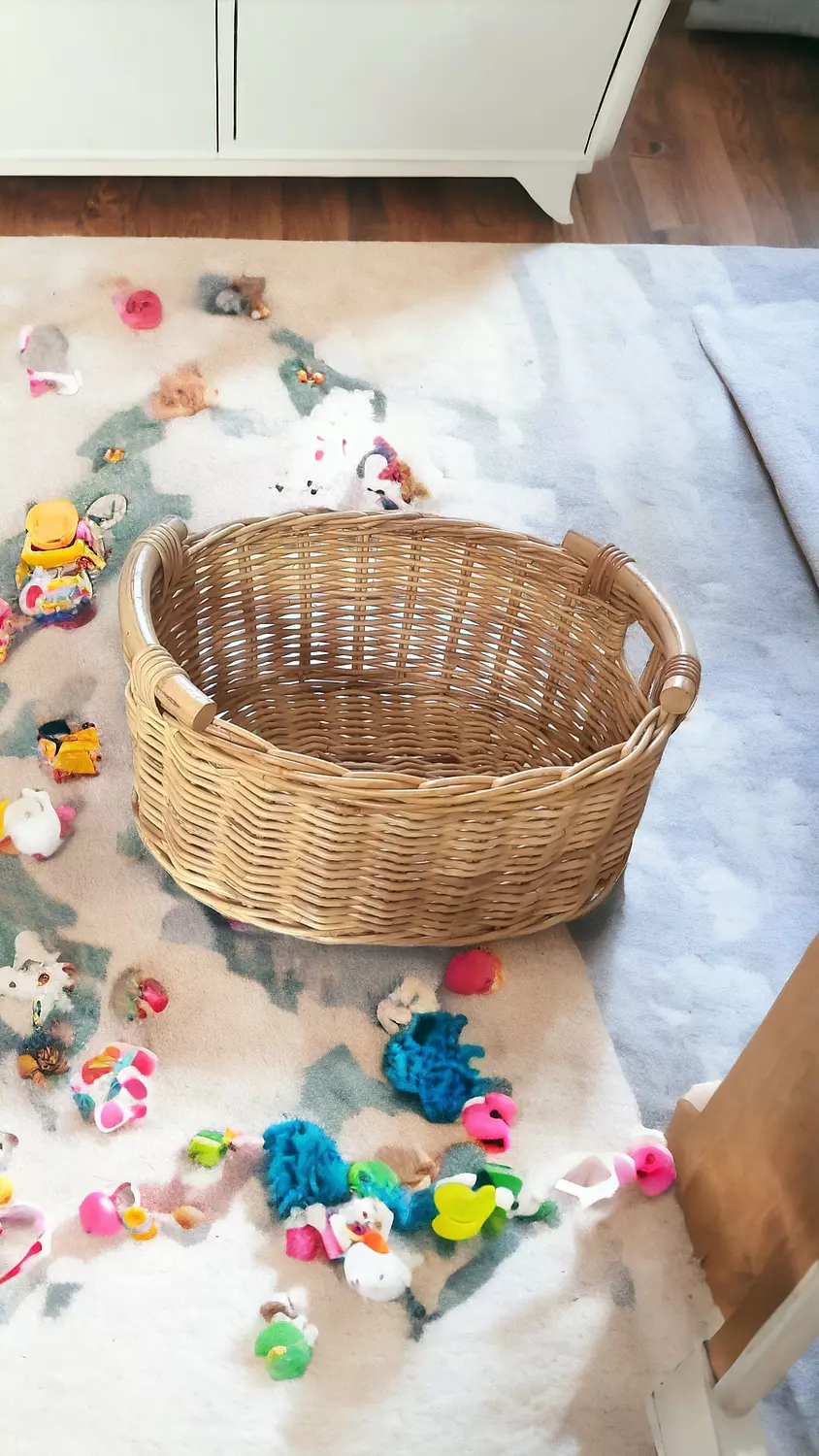 Wicker Basket With Wooden Handles hover image