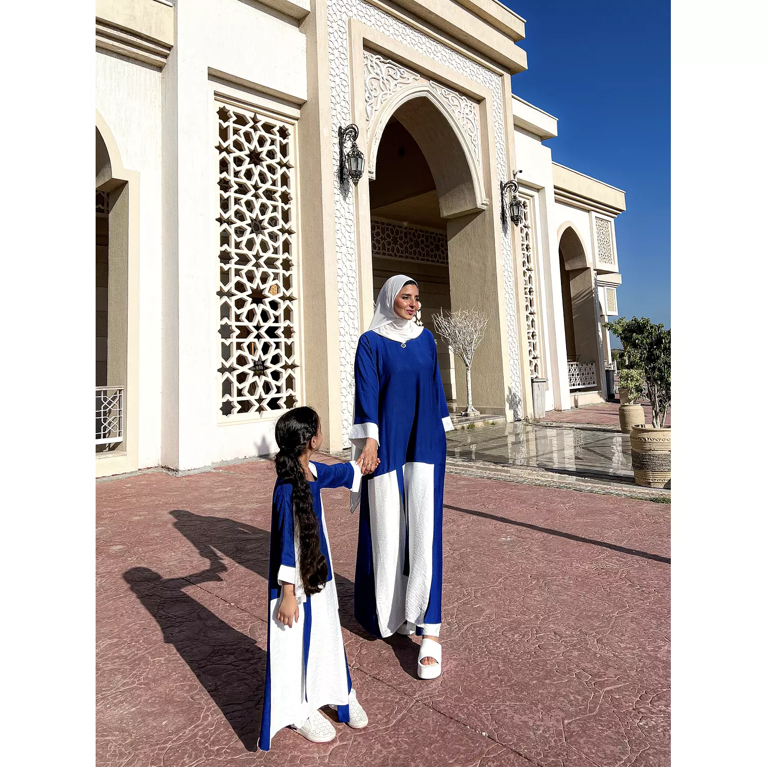 abaya with pants blue kids  3