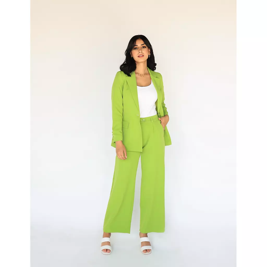 Green Apple Wide-leg Straight Mid Pants