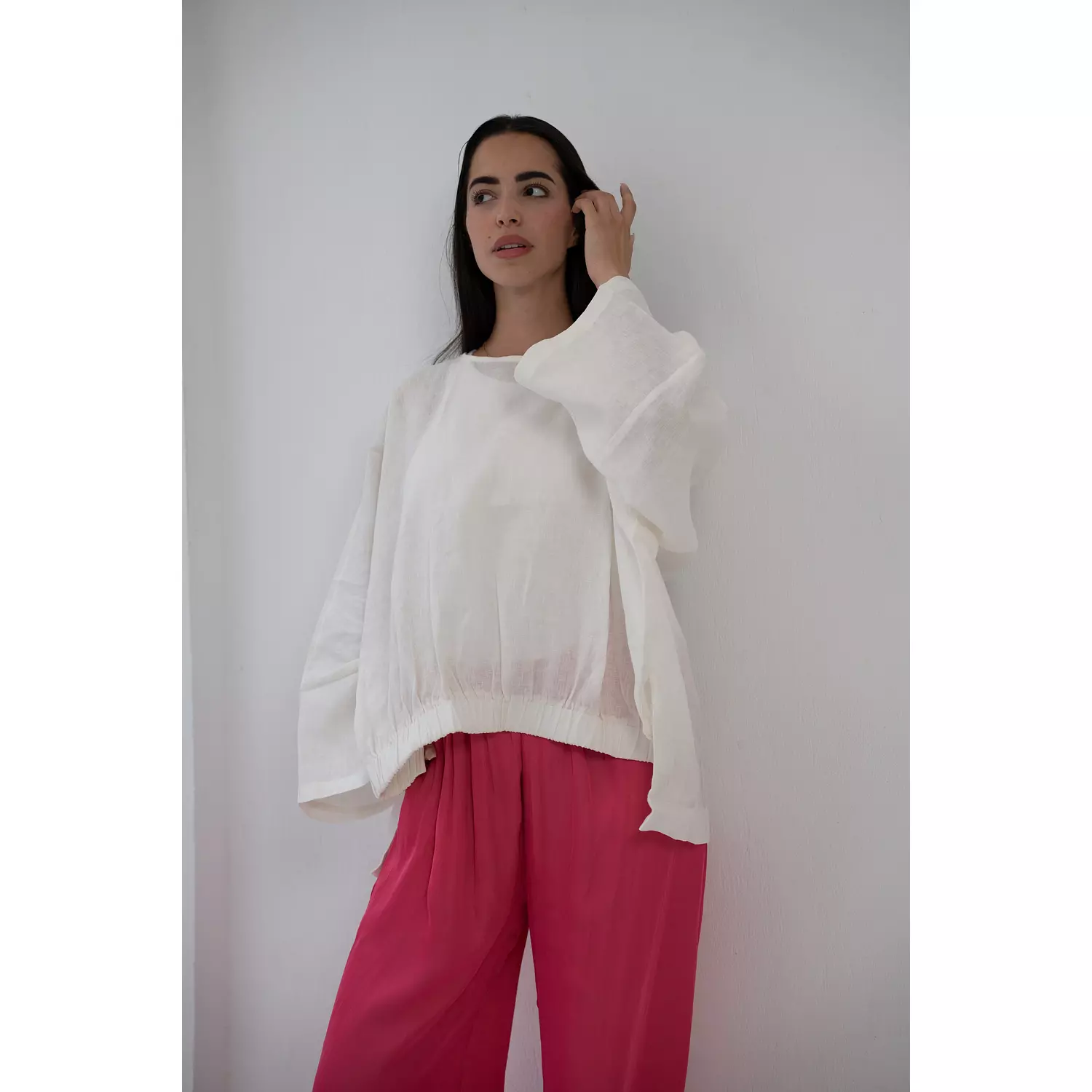 Minimalist linen blouse In white 0