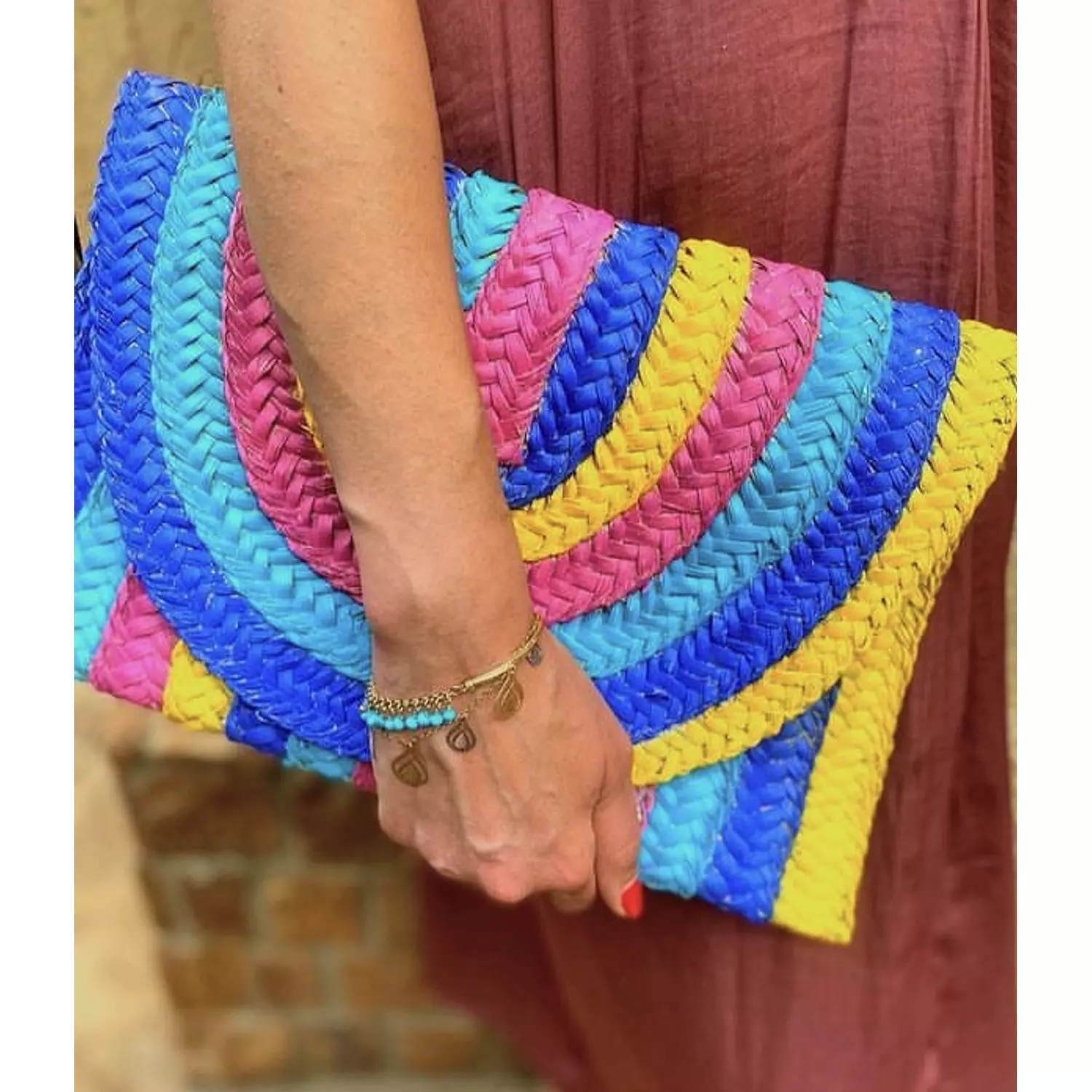 The Rainbow Hand-Painted Straw Pouch (by order) hover image