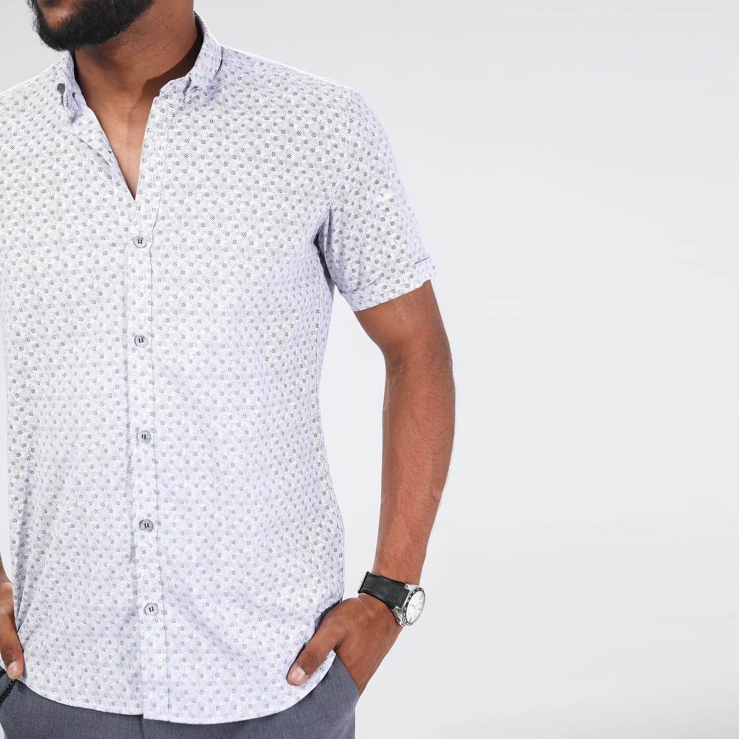 Patterned Half Sleeve Shirt Slim Fit-2nd-img