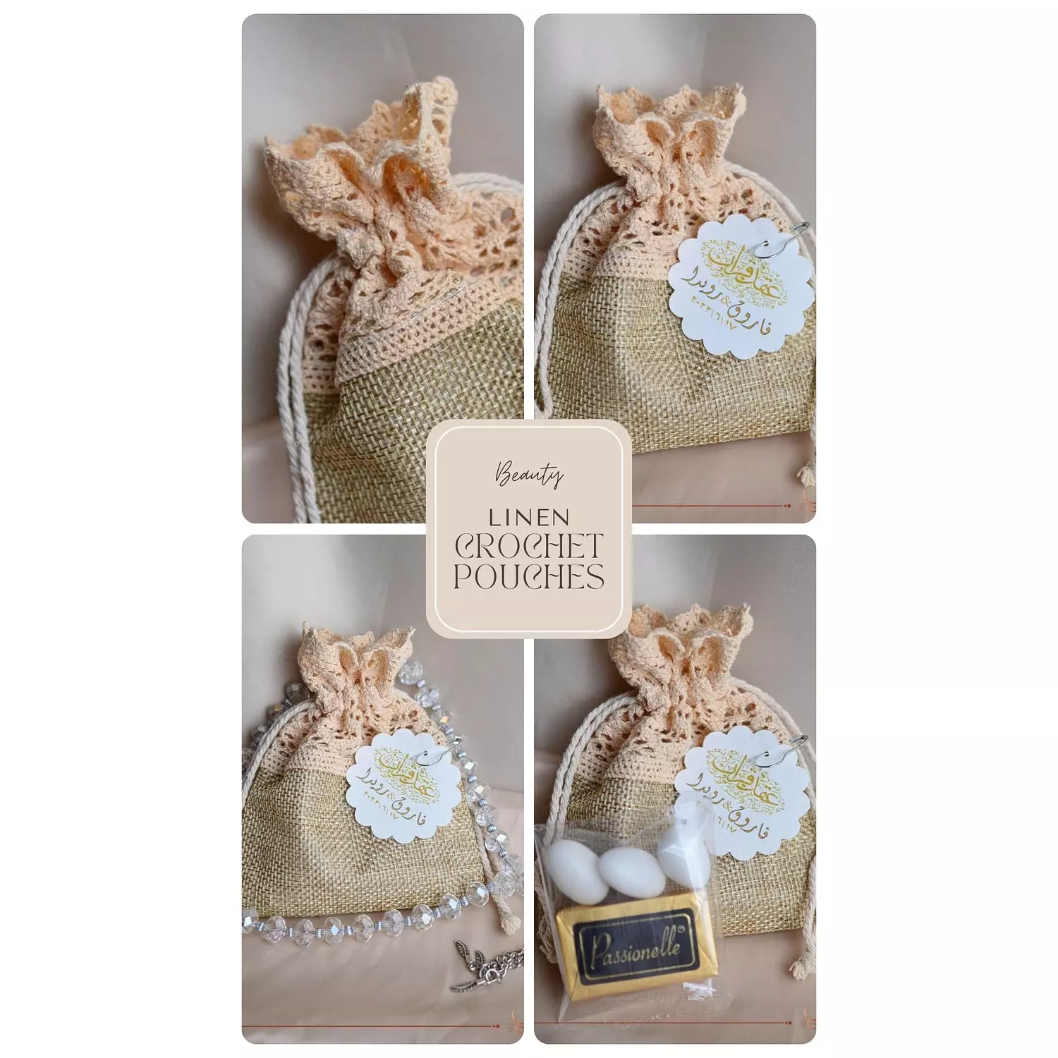 Wedding (Katbkitab) Linen Crochet Pouches  hover image