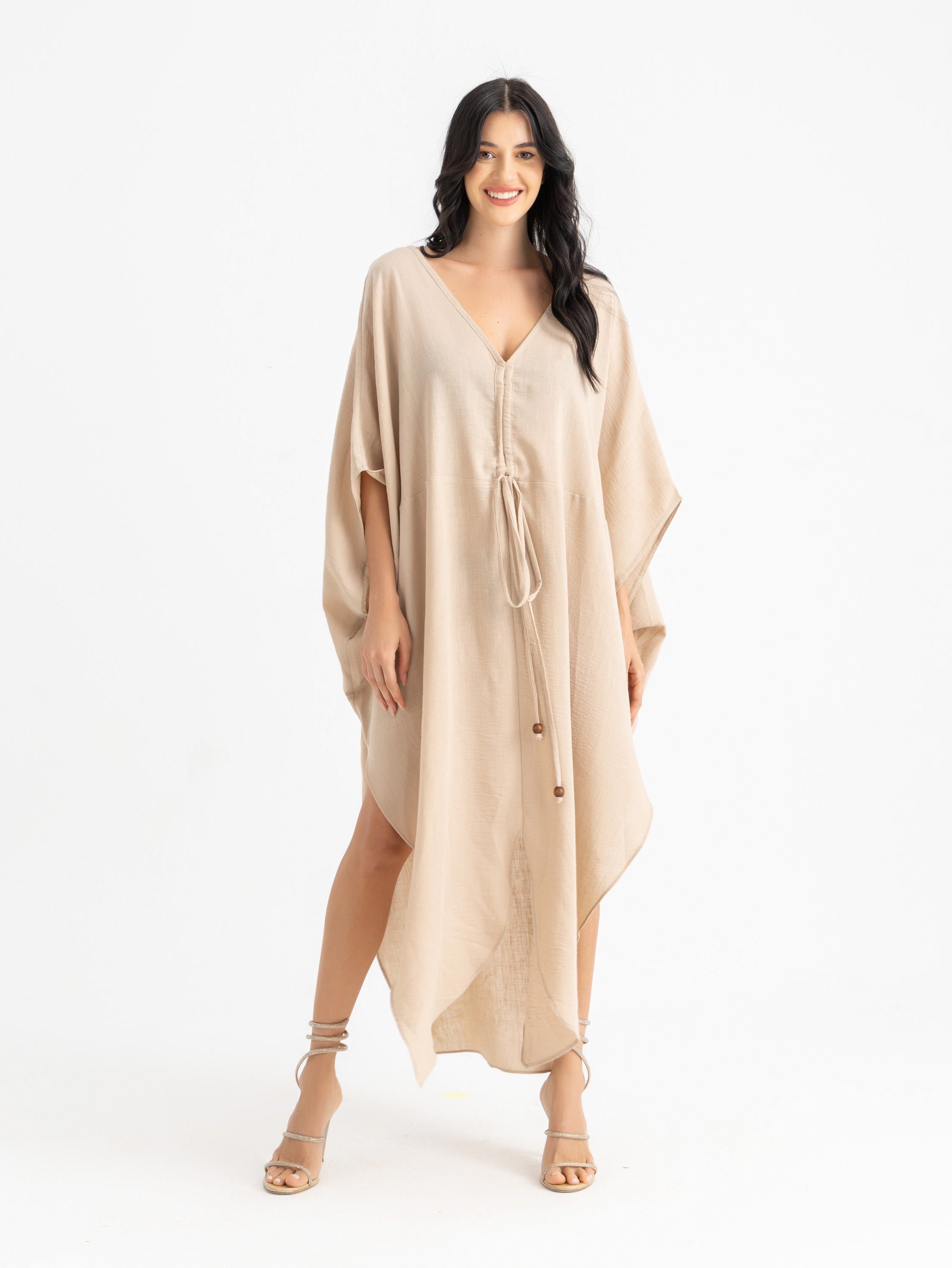 The KAMILIA gathered linen kaftan 6