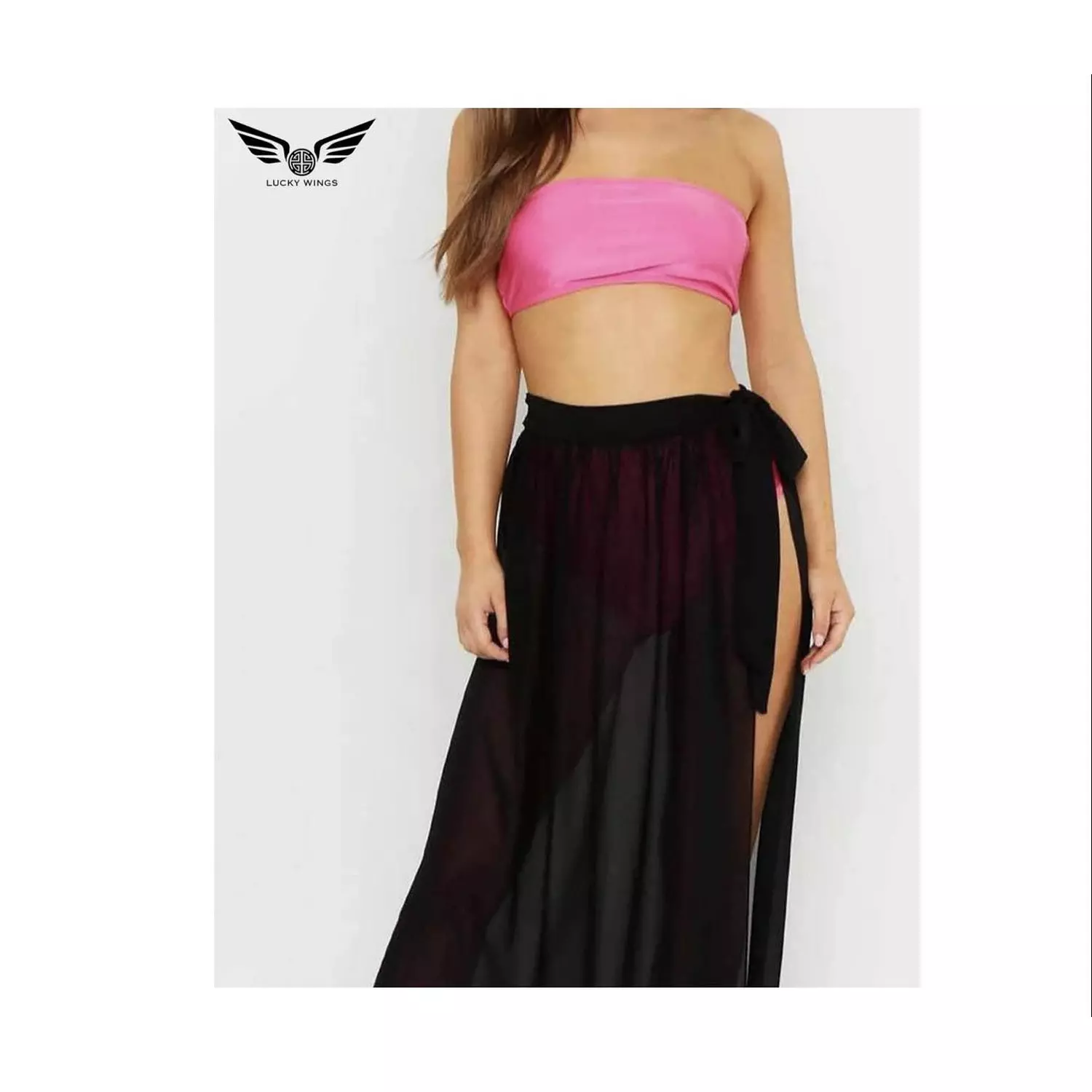 BLACK CHIFFON COVER UP SKIRT hover image