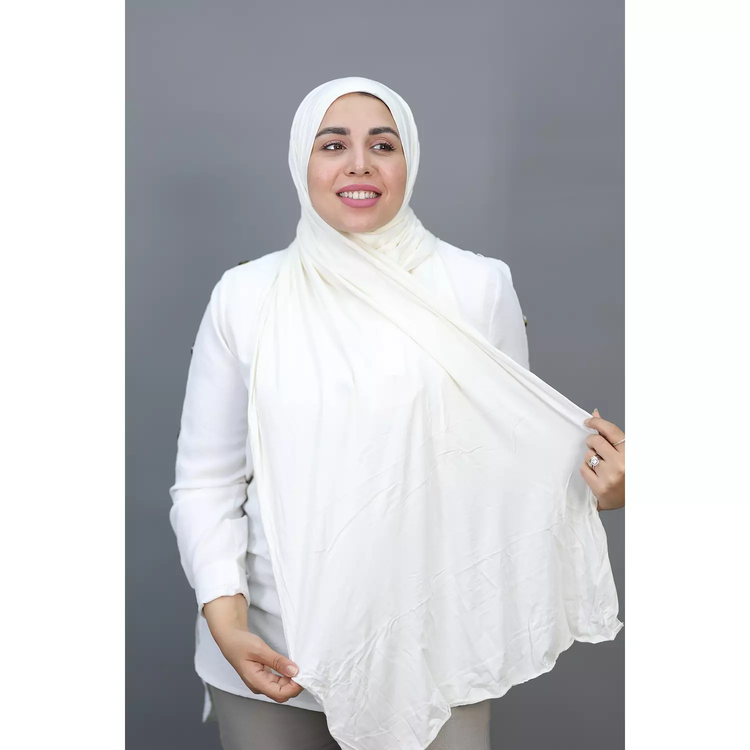 Jada Cotton Lycra Gel Hijab - white 1