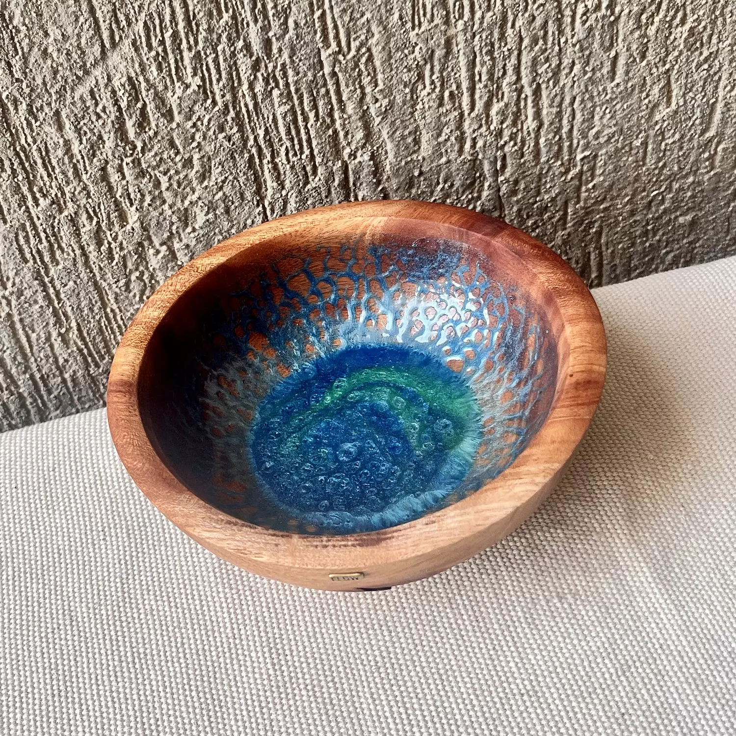 Blue| Green Wood Bowl-2nd-img