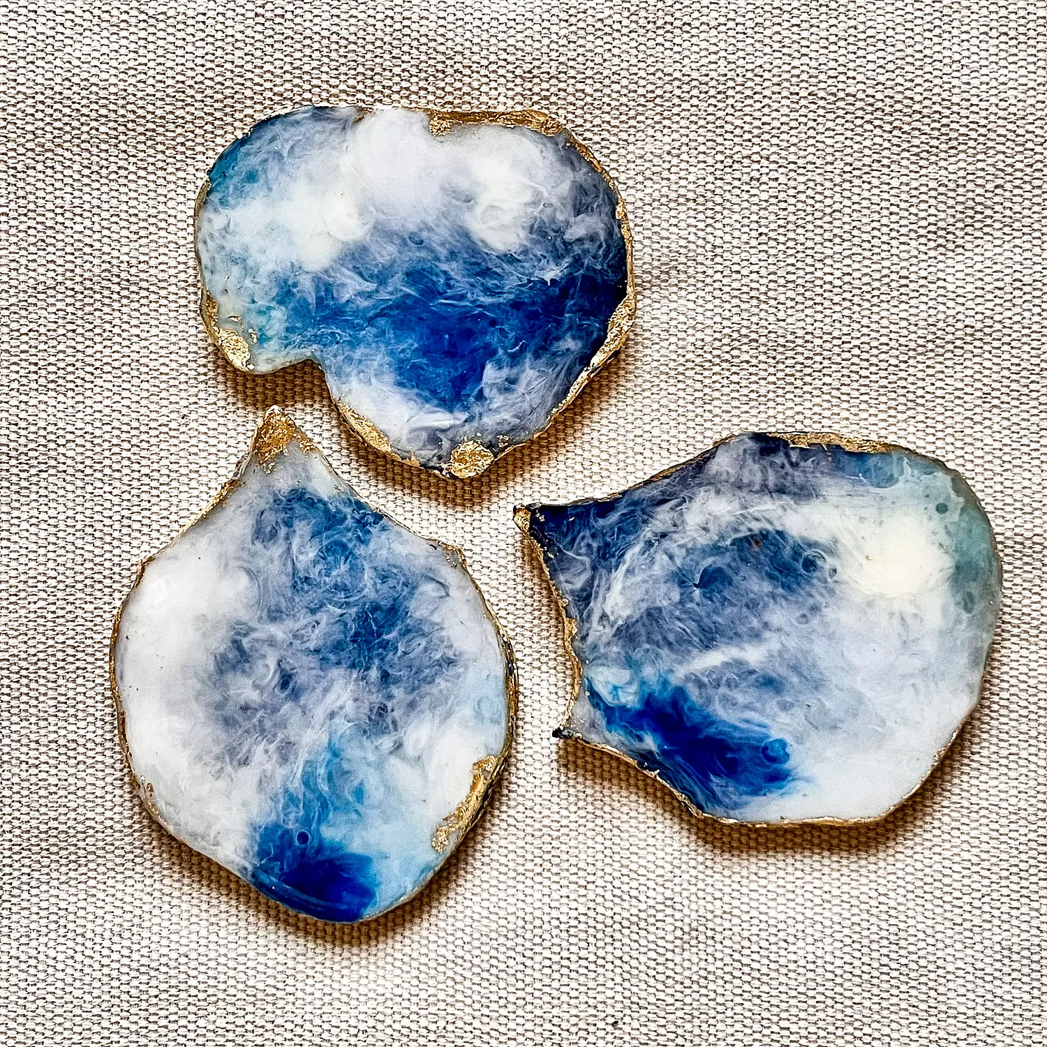 Blue & white agate coasters  3