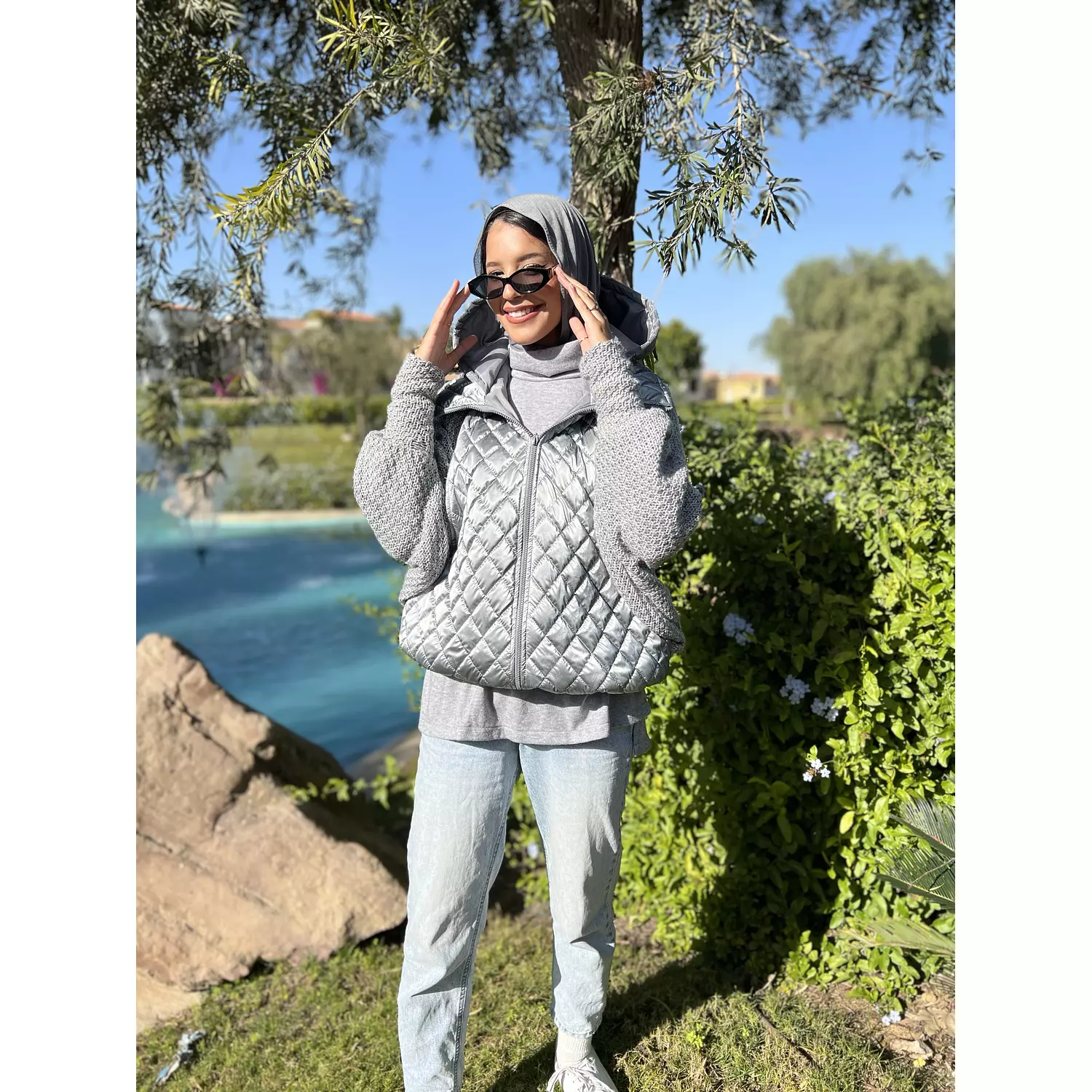 Silver puffy jacket 1