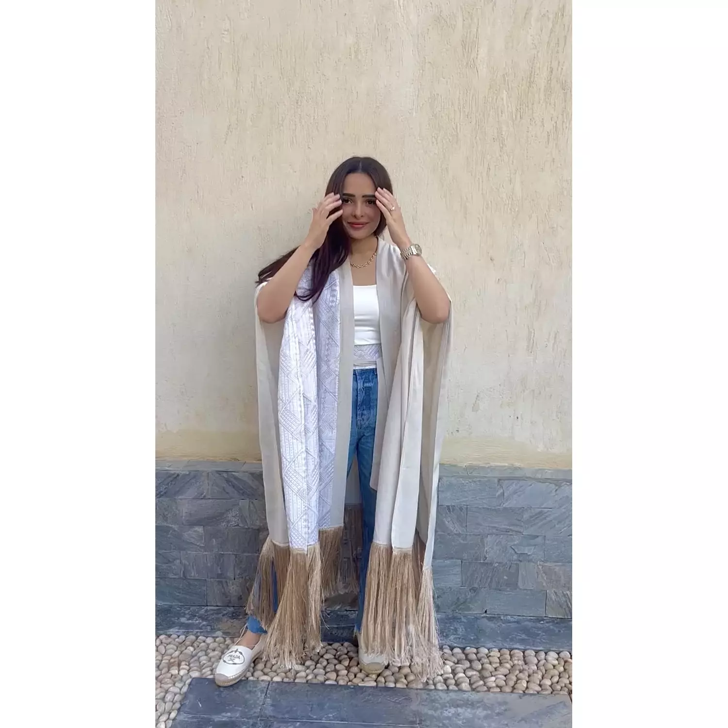 Fringes Kaftan with Embroidered Linen with Serma 5