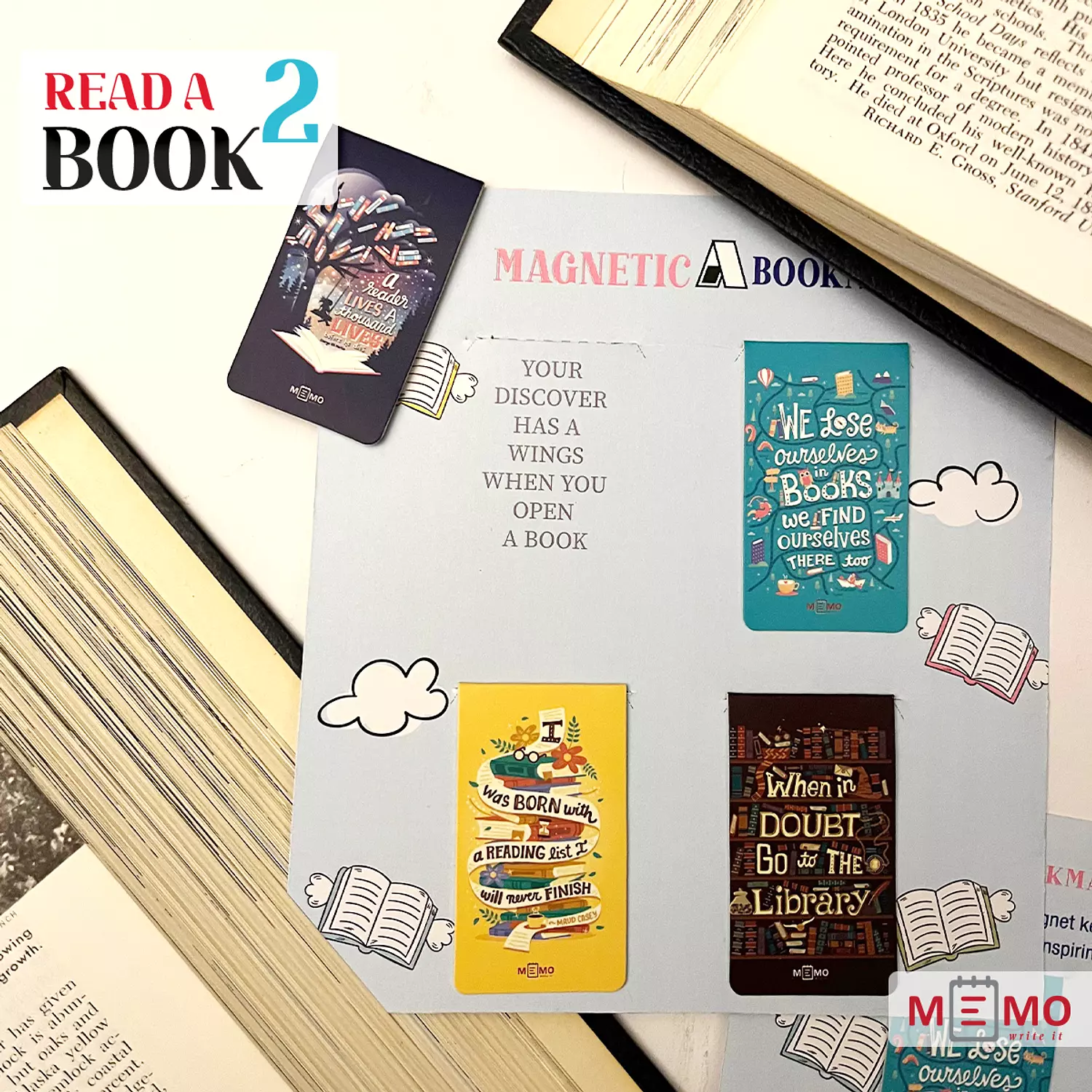 Memo Read a book 2 Magnetic Bookmarks (4 pcs) 1