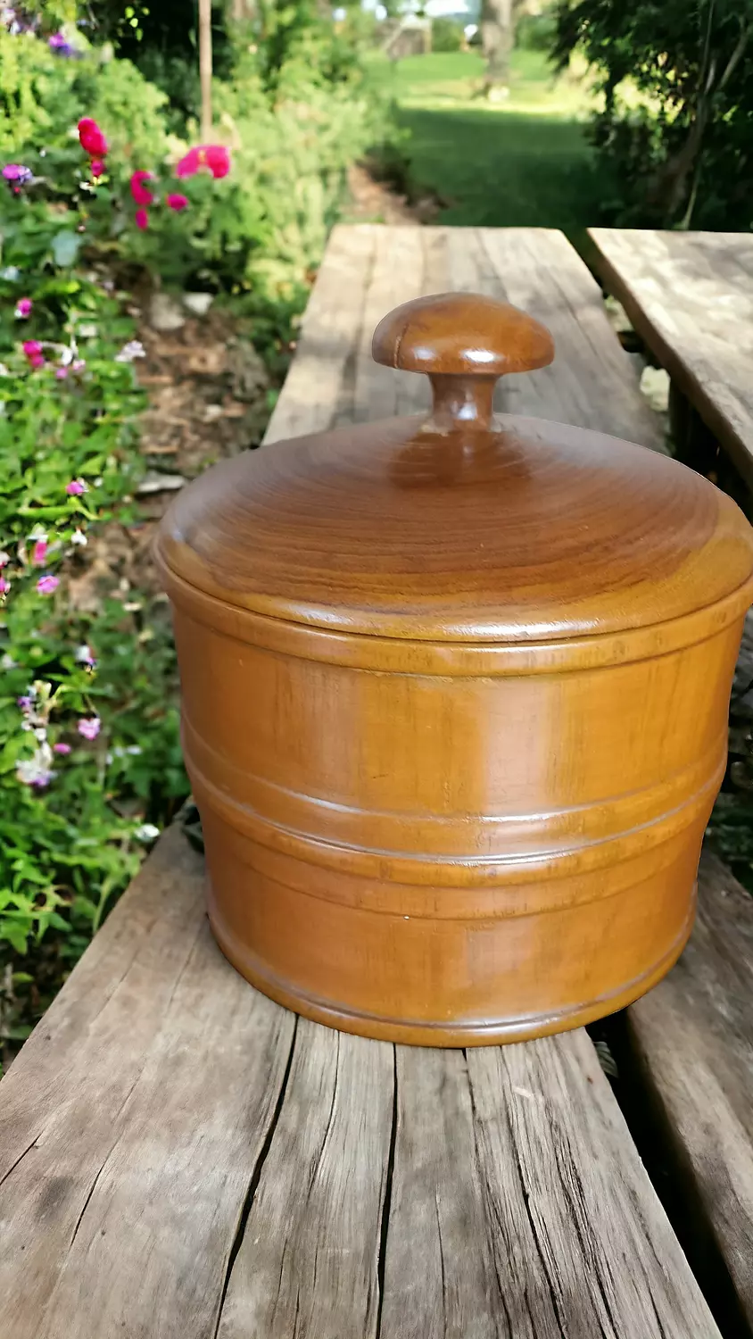 Tall Teak Box With Lid-2nd-img