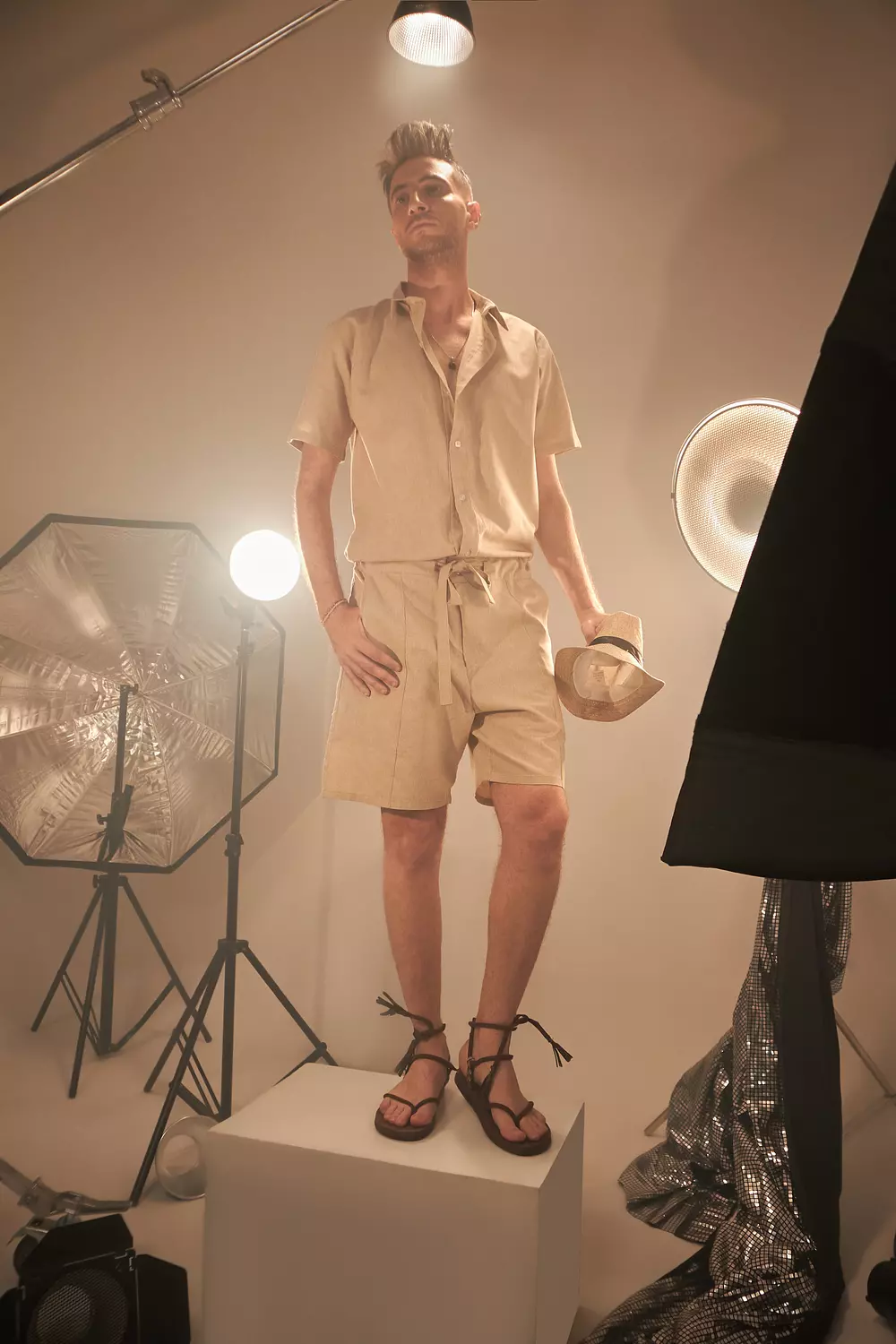 Beige Lenin Jumpsuit-2nd-img