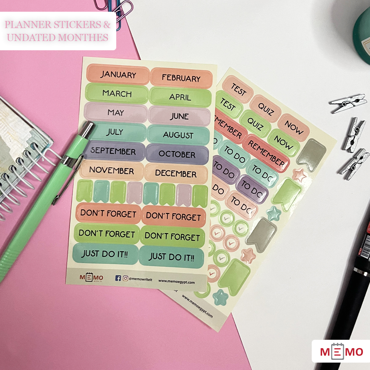 Memo Planner Stickers & 12 Undated Months 9