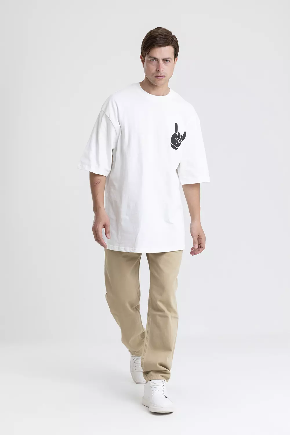 Oversized Cotton T-shirt with Contrast print  2