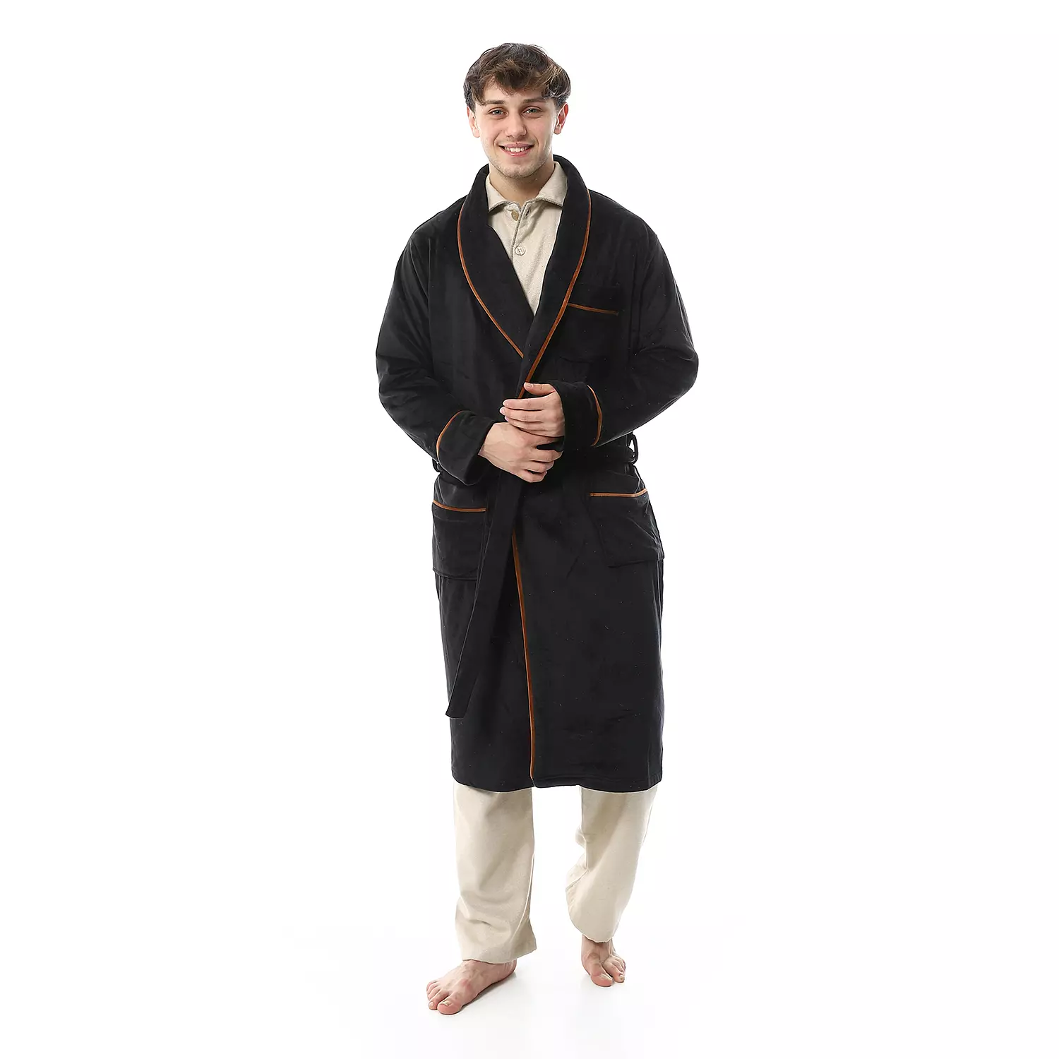 Shorto Men's Robe - Fleece - Black -2675  hover image