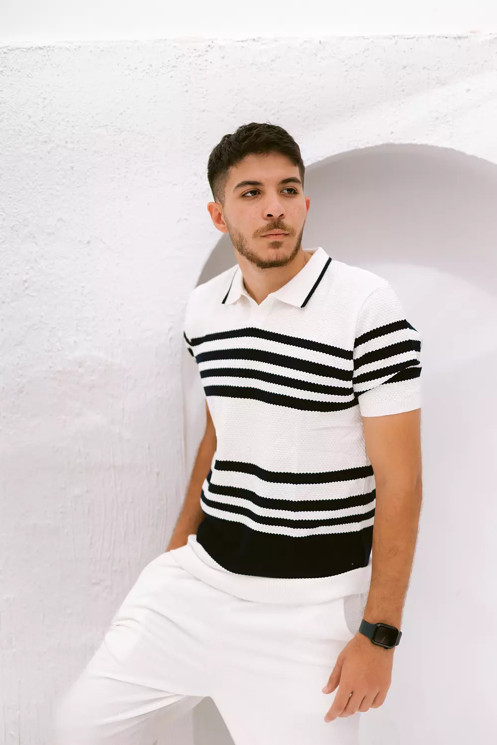 The Racing Stripe Polo *White&Navy*-2nd-img