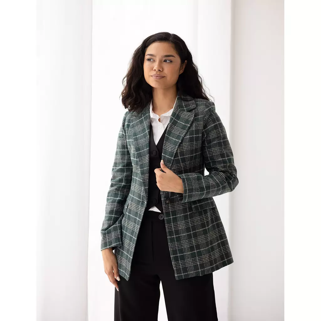 Deep jungle green plaid blazer 