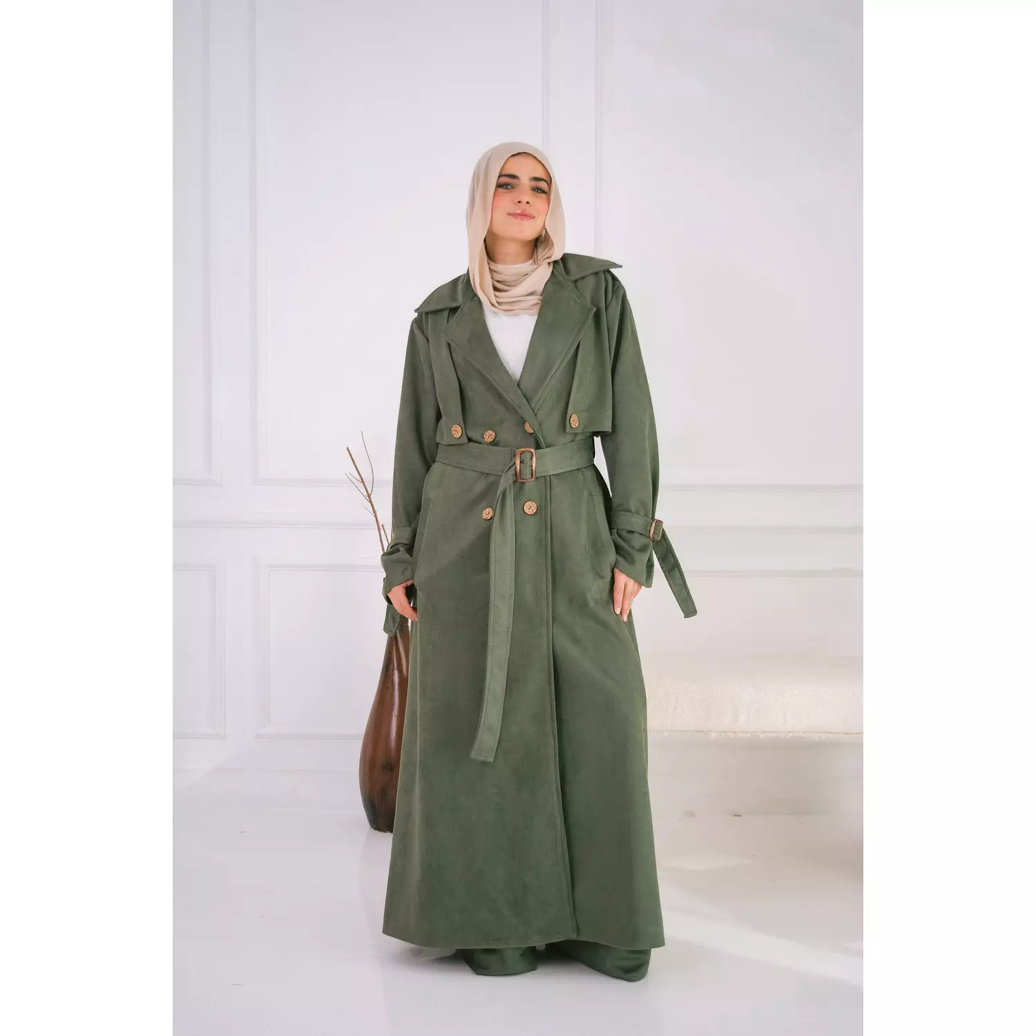 Suede trench coat hover image