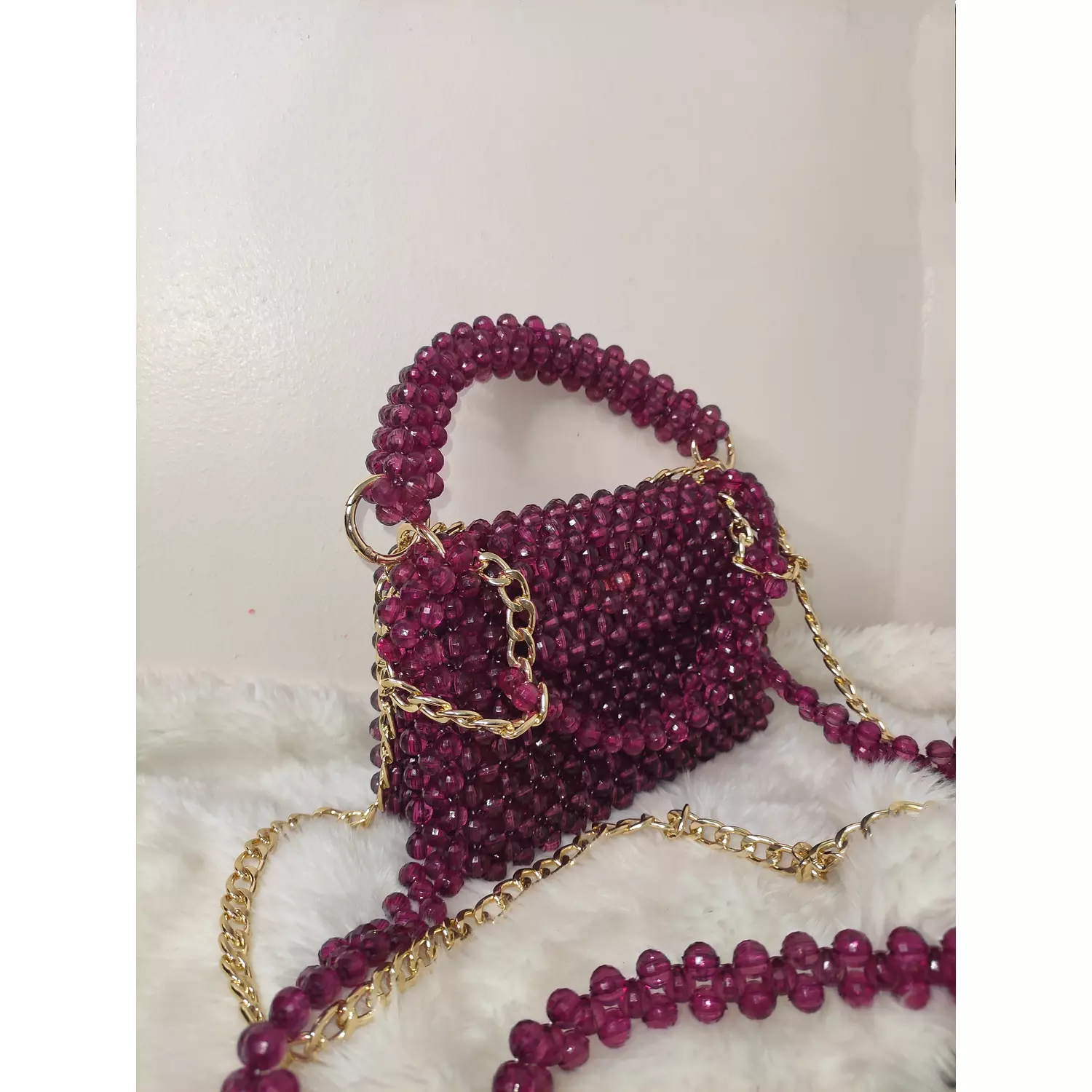 Maroon beaded bag  hover image