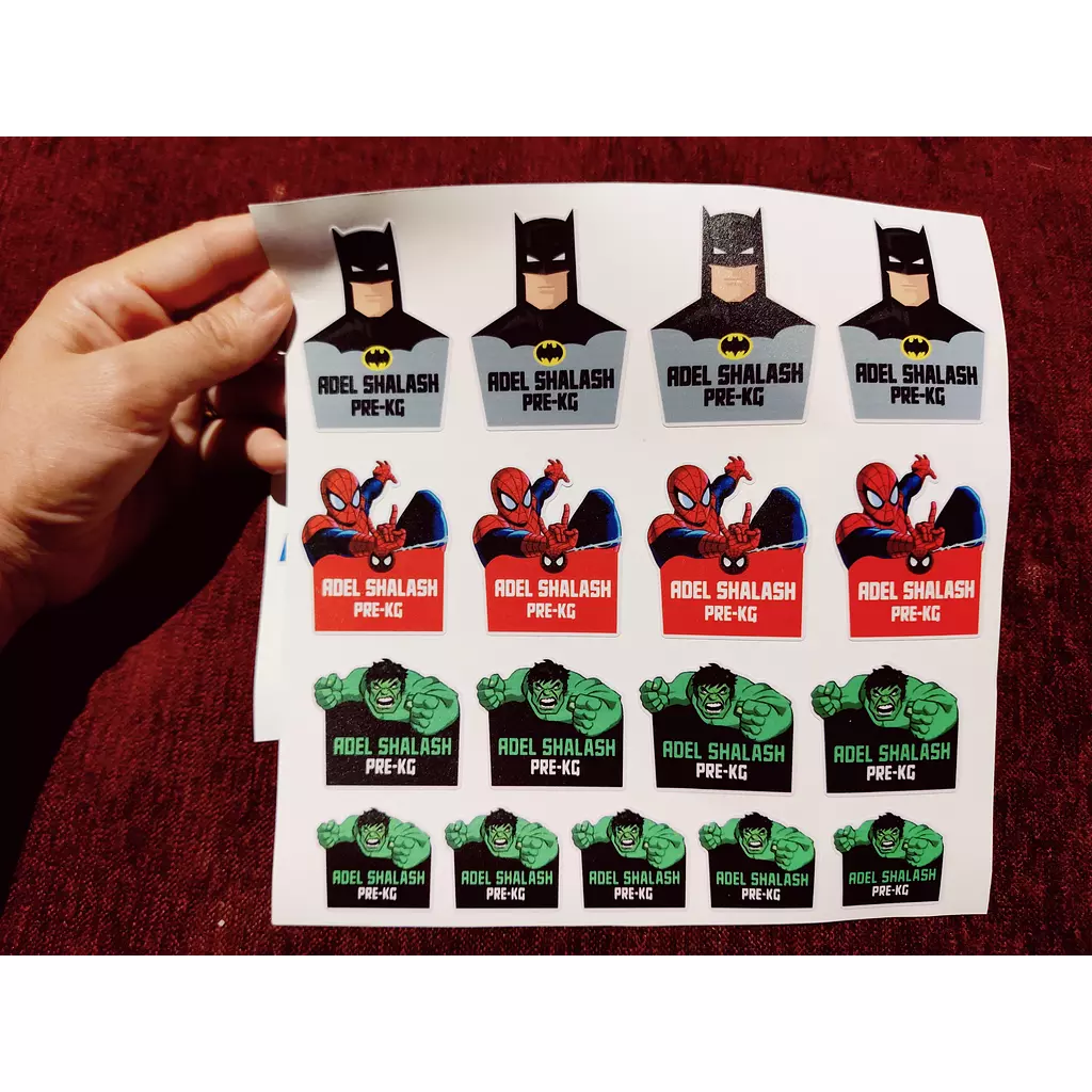 Superheroes School Labels Stickies