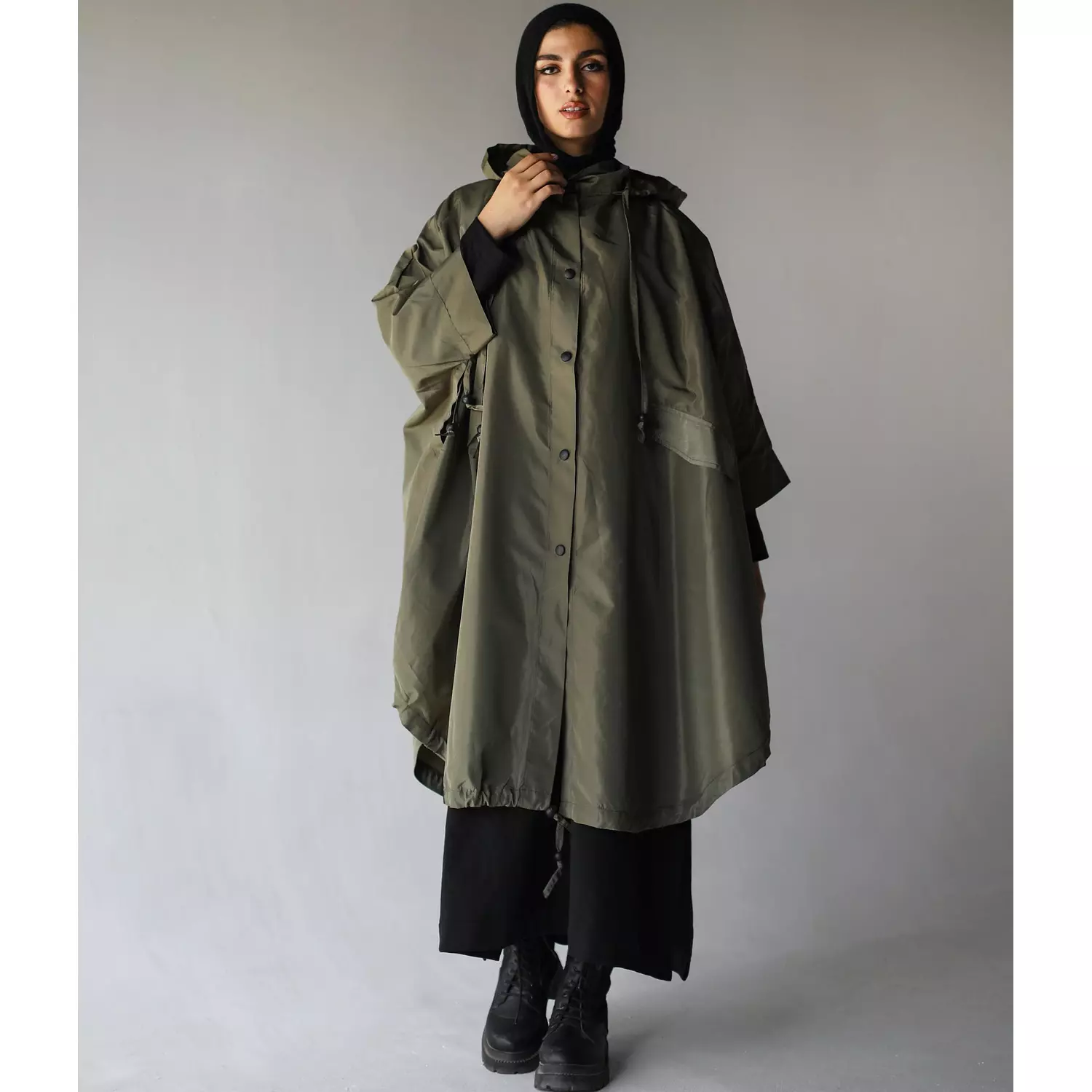 Olive Waterproof Poncho 3