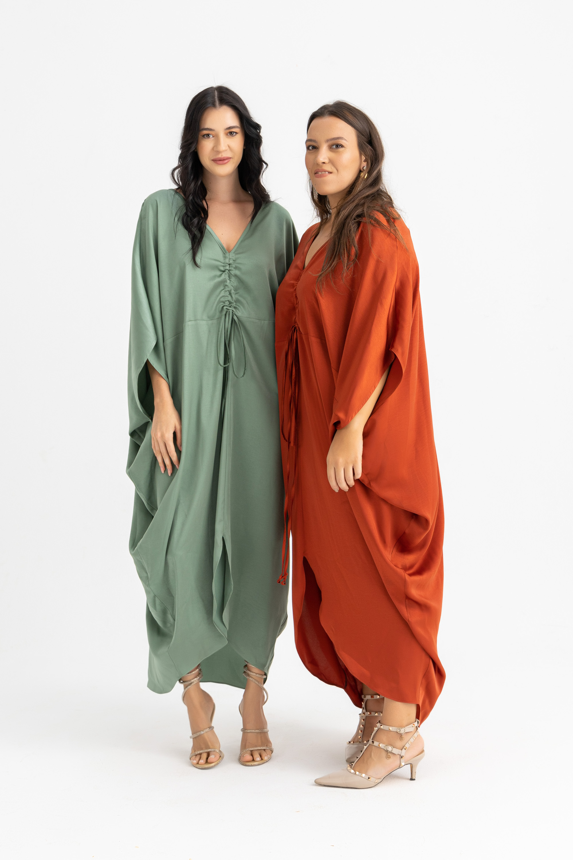 The KAMILIA gathered satin kaftan  9