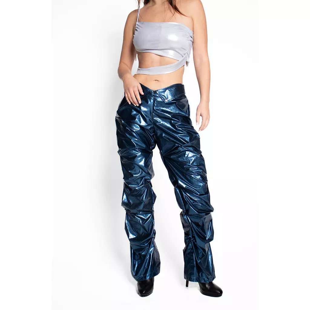 Metallic Pants In Blue